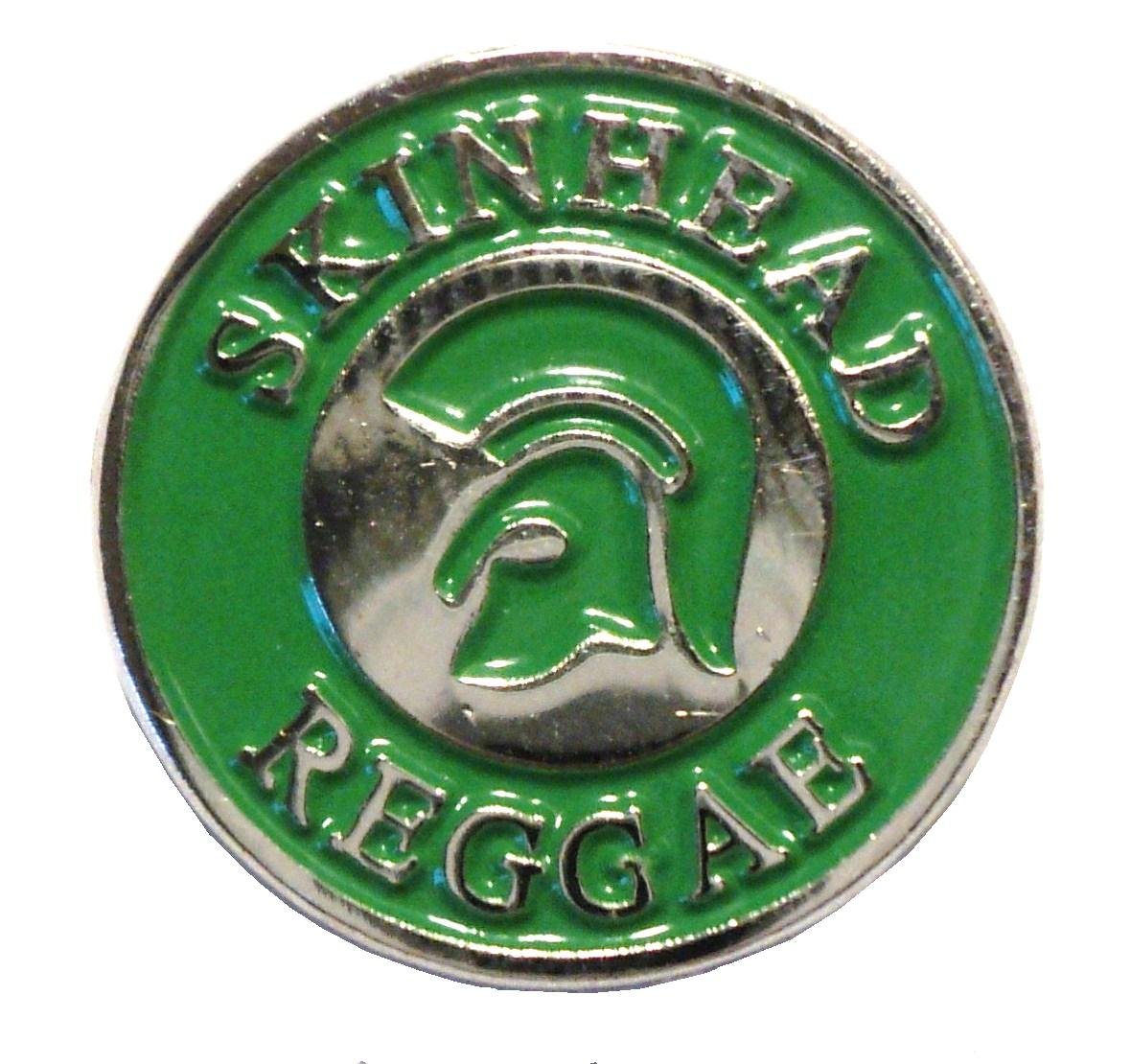 Skinhead Reggae Trojan Helmet Green MOD Scooter Metal Enamel Badge