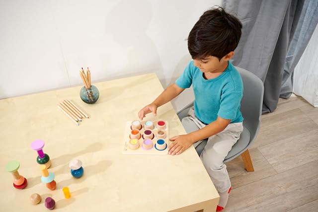 Foto 5 de 8 de Eichhorn Tablero táctil Montessori de Madera, 9 Cilindros con Texturas, Desarrollo sensorial