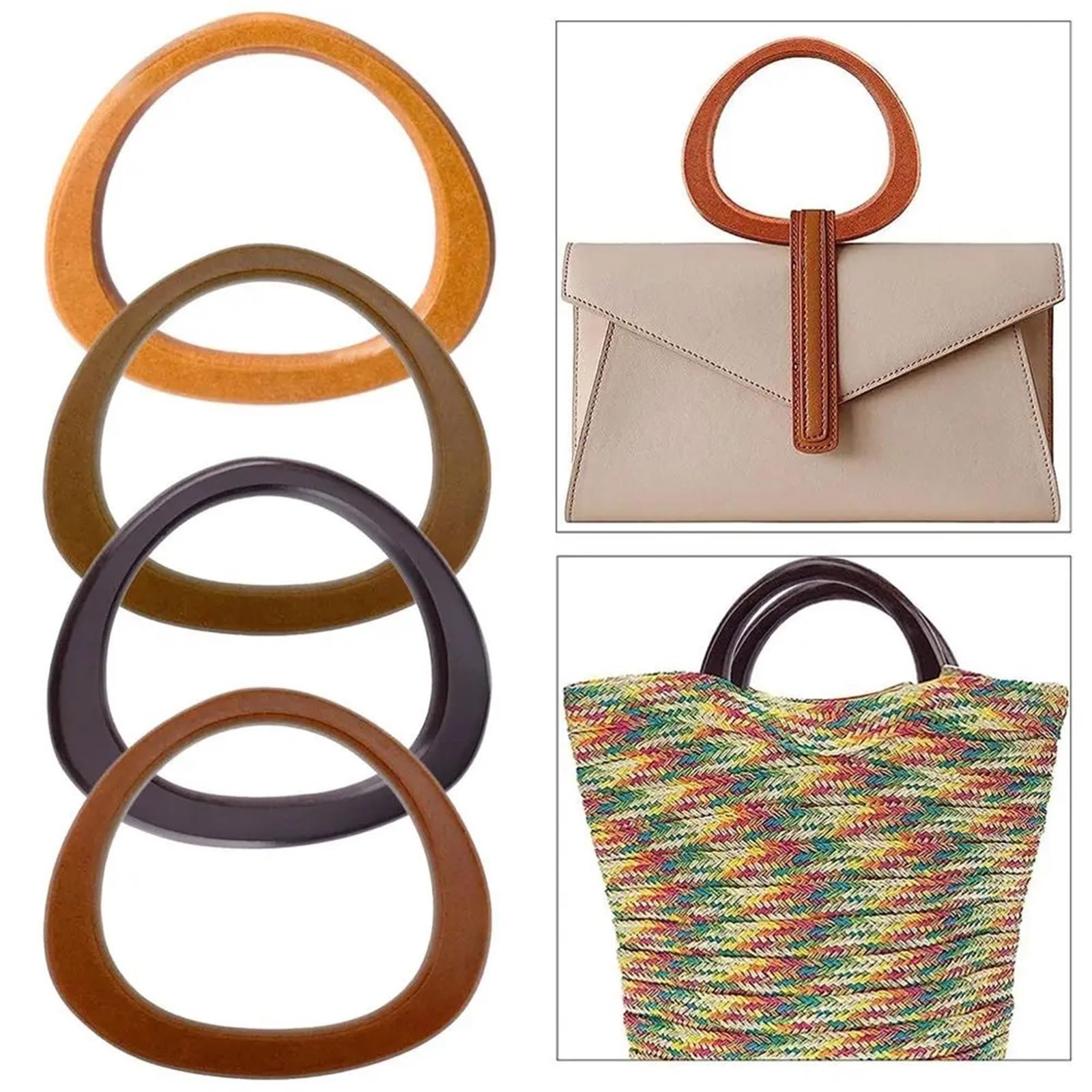 Bolsa de madera en forma D 4 piezas Para Bolsos