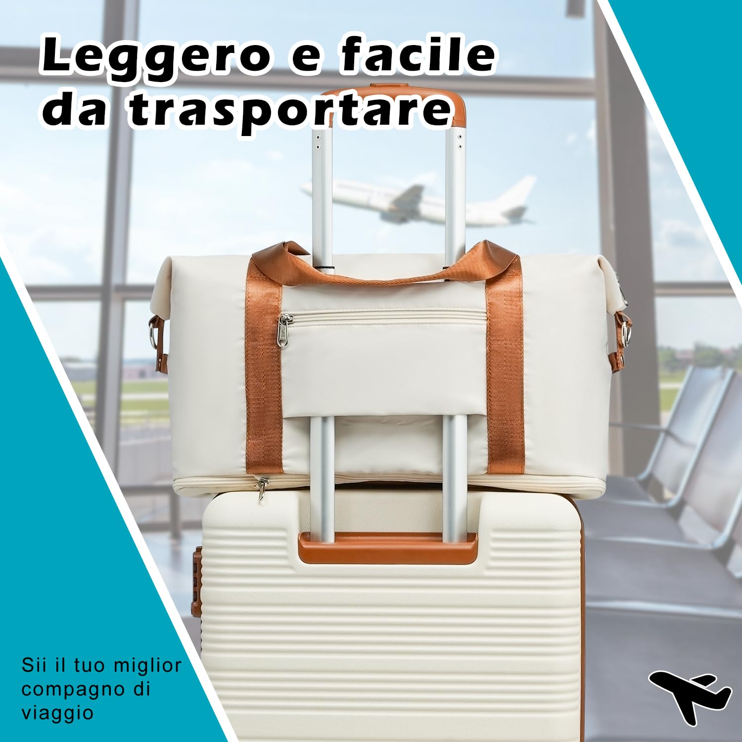 COOLIFE Trolley Bagaglio a Mano 55x40x20 Easyjet, Borsa da Viaggio 45x36x20 | Valigia per Viaggi Brevi, Leggera in ABS+PC, Lucchetto TSA, Cerniera YKK, Maniglia Telescopica, Ruote Girevoli a 360°
