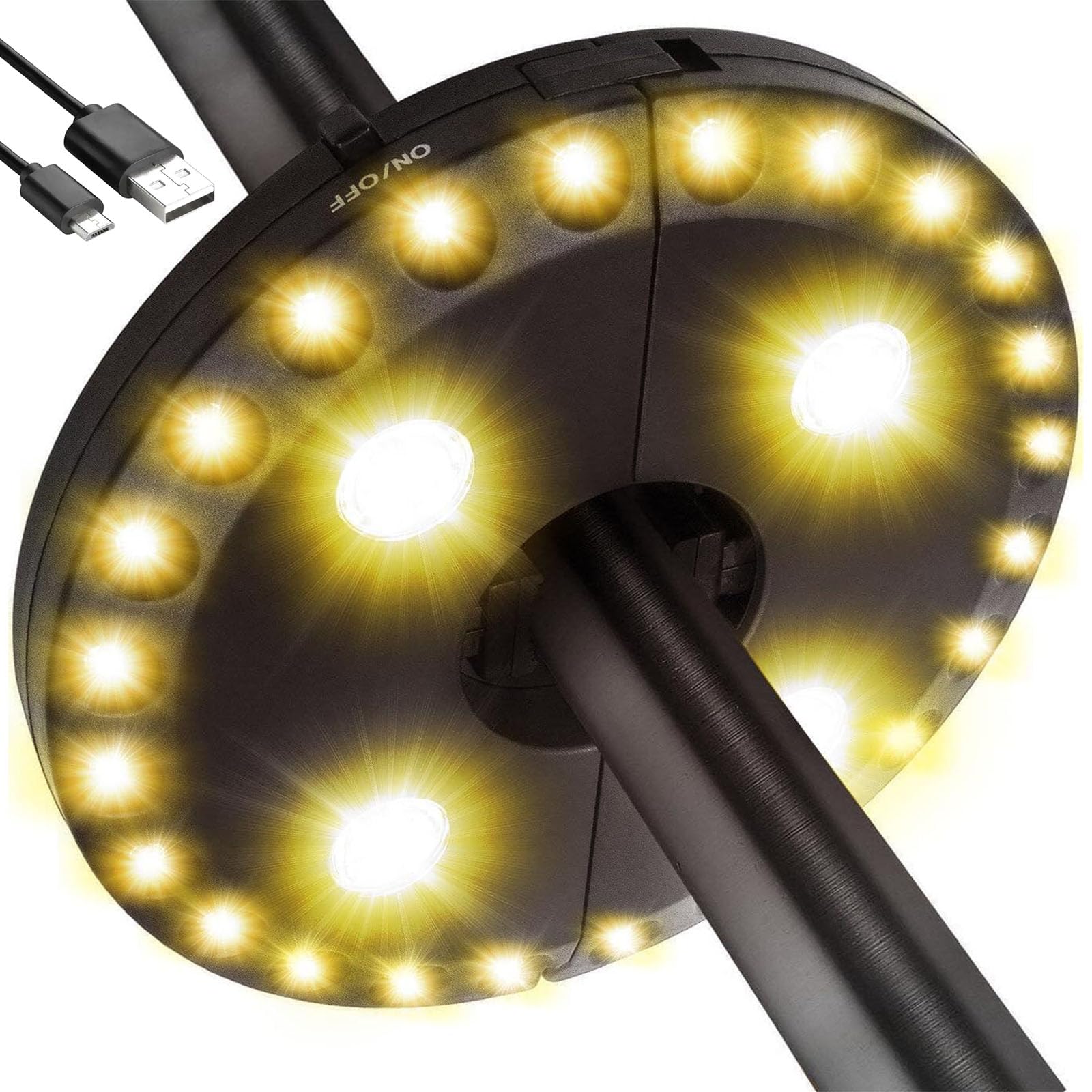 LATME Luz para sombrilla de patio, luz recargable, 3 modos de iluminación, sin cable, accesorios de piscina y decoración de patio trasero
