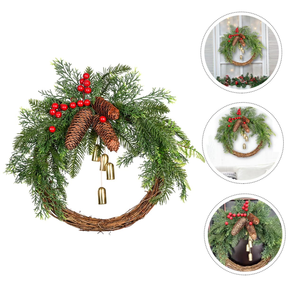 TOPBATHY 2St Kranz Weihnachtsbaum hängende Dekoration tür Wand anhänger weihnachtsdeko Weihnachts Party mockin Boho- Hochzeitsdeko Weihnachtsgirlande Weihnachtsfeier Dekoration Plastik