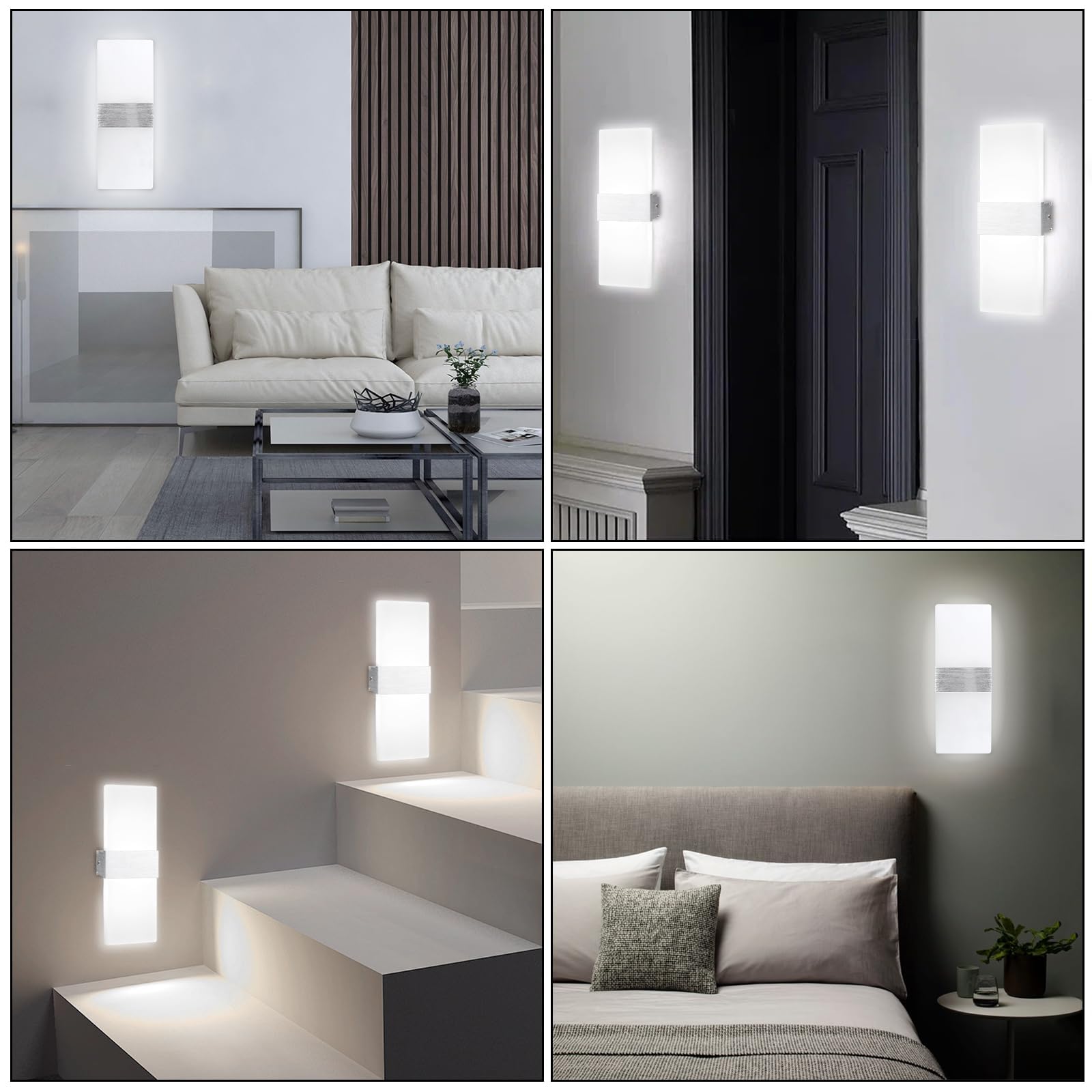 KingYH Appliques Murales LED Intérieure 12W Moderne Lampes Murale Blanc Froid 6500K Interieur Illuminazione Haut Vers le Bas Éclairage Applique avec Fil de Terre pour Chambre Salon Escalier Couloir