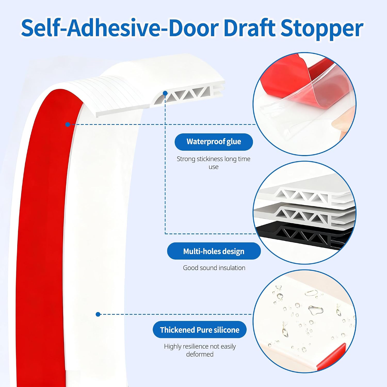 2 Pack Door Draft Stopper Sheets, Door Sweep for Exterior & Interior Doors,Rolls & Strips Under Door Draft Blocker Insulator Doors Sweep Weather Stripping Noise Stopper Strong Adhesive, Black 39"