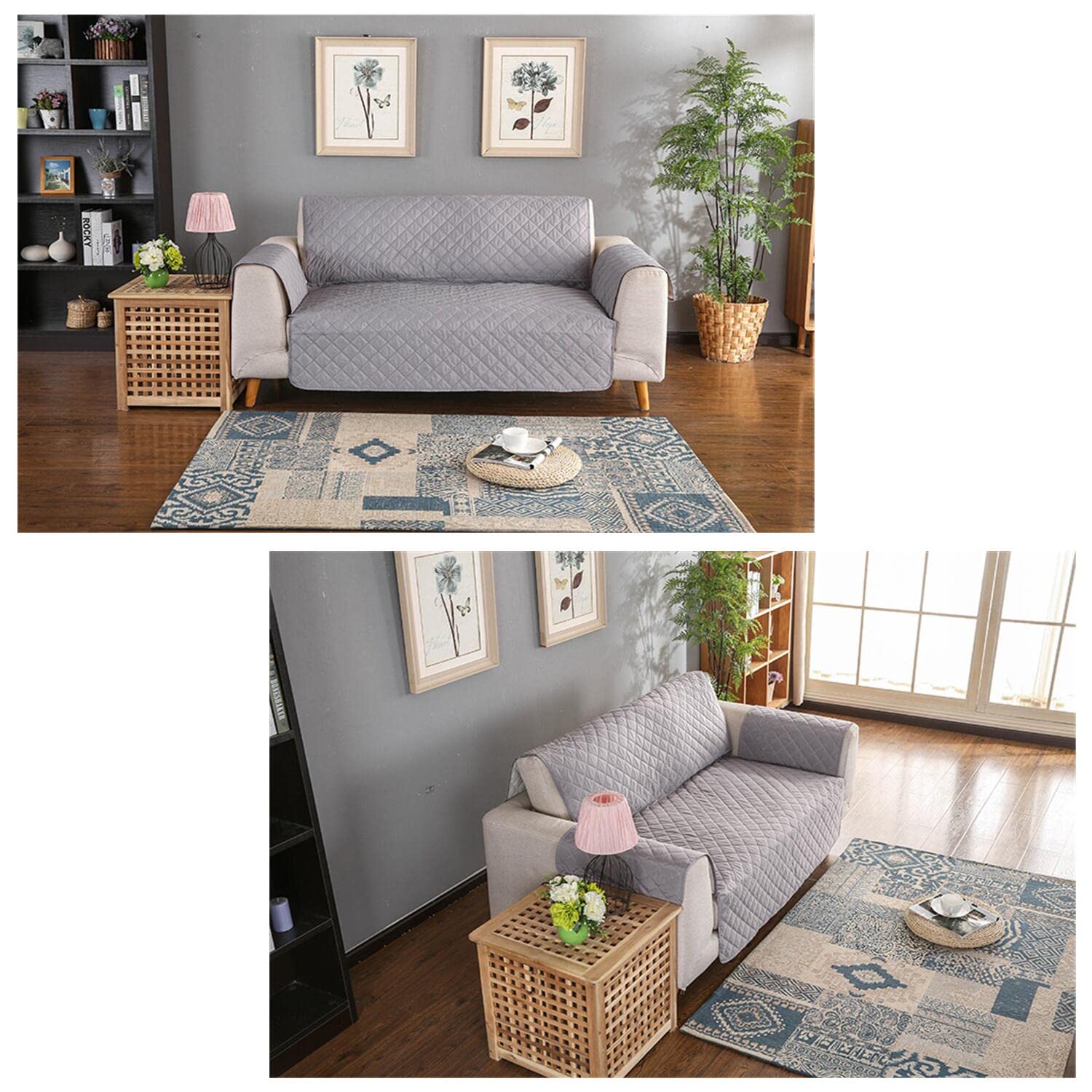 Funda impermeable para sofá de perro, suave al tacto, protector para mascotas y gatos, funda de sofá para sillones y sofá de 2 plazas, color gris
