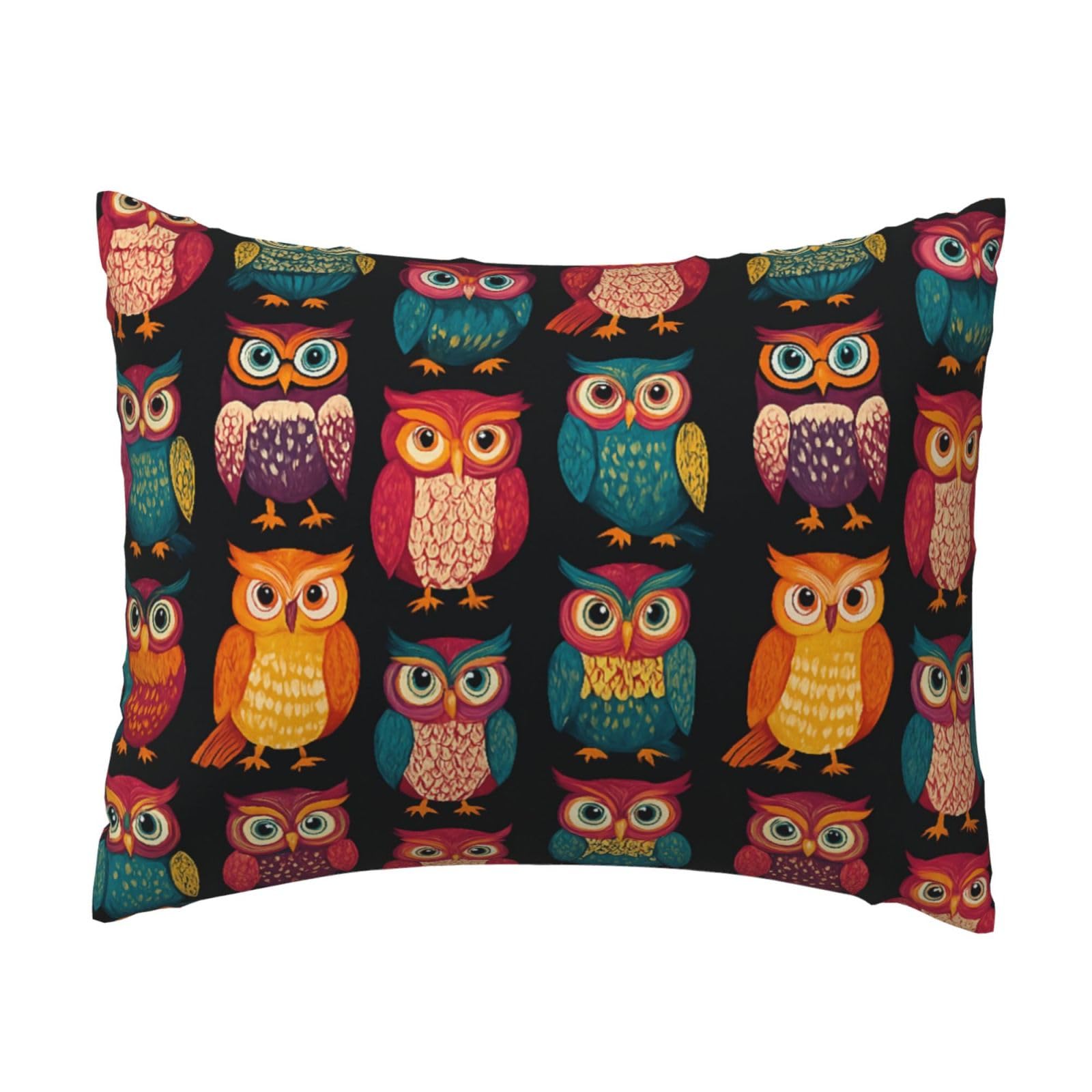 Multicolor Owl Pillowcase Soft Plush with Zipper Decorative Pillowcovers 16x20 in