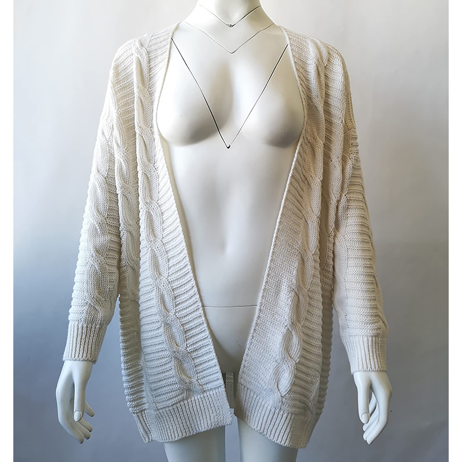 Yizc Donne Cardigan,Classico Maglia Cime Cavo Fronte Aperto Maglione Manica Lunga Informale Outwear,Colore Suolo Sciolto Cappotto