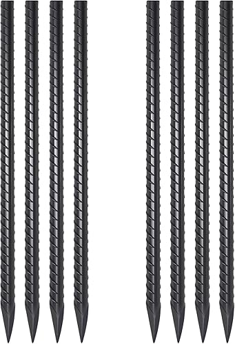 VVOKGO Estacas para barras de refuerzo de 24 pulgadas, estacas rectas de hormigón resistentes (8 unidades), anclajes de picos de acero metálico de
