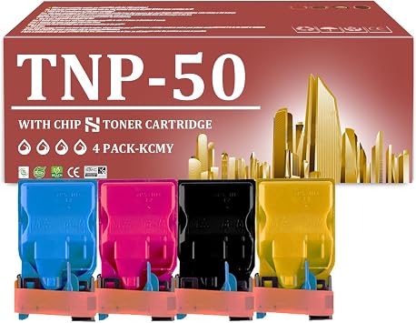 TNP50 Toner Cartridges 4 Pack High Yield Replacement Cartridge for Konica Minolta TNP-50 A0X5134 A0X5434 A0X5334 A0X5234 Toner Cartridge for Konica Minolta Bizhub C3100P Printers