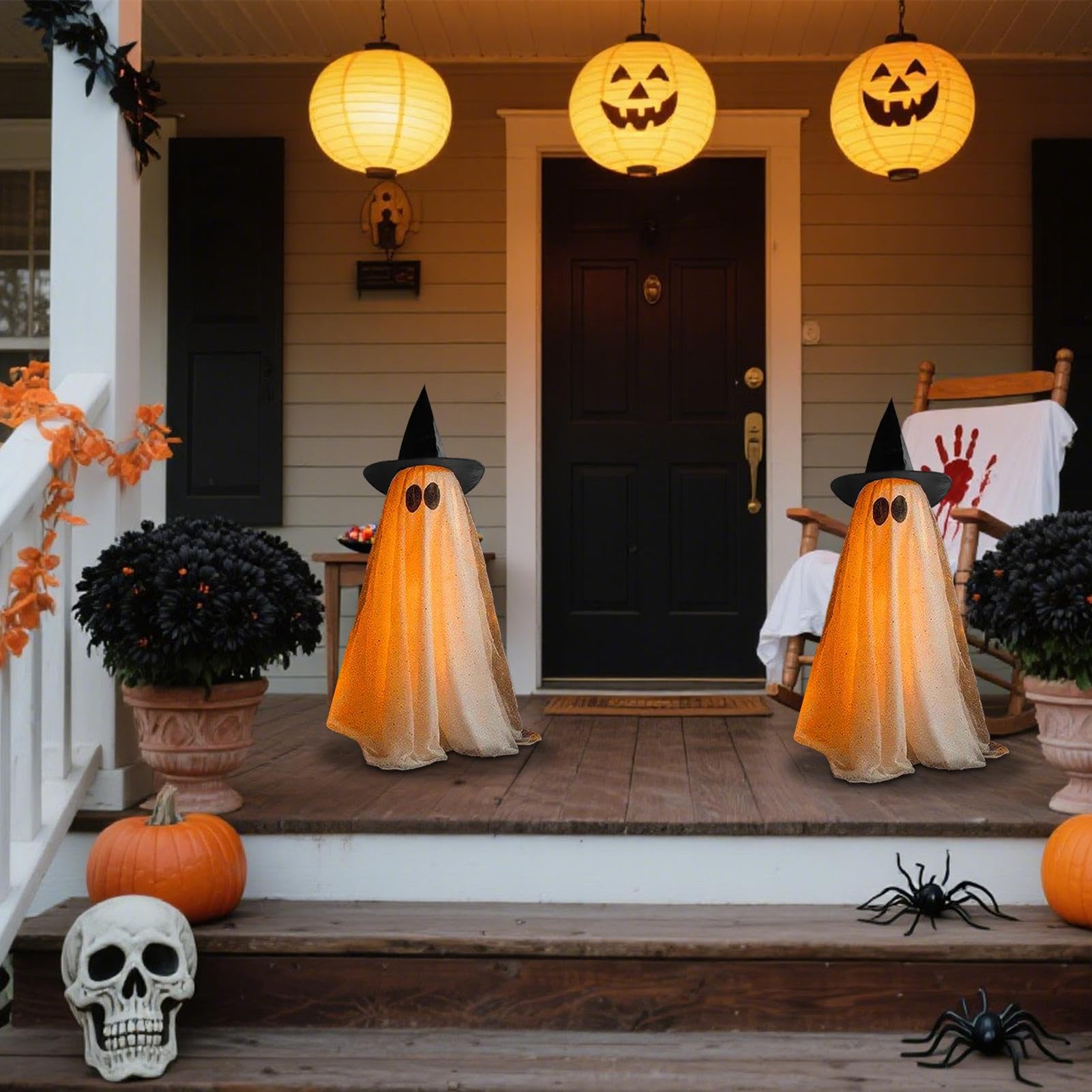 Halloween Duchy Dekoracje Jasne Halloweenowe Duchy Dekoracje Zewnętrzne | Świąteczne Figurki i Akcesoria Imprezowe dla Domu, Ogrodu, Podwórka, Trawnika, Tarasu, Werandy i Na