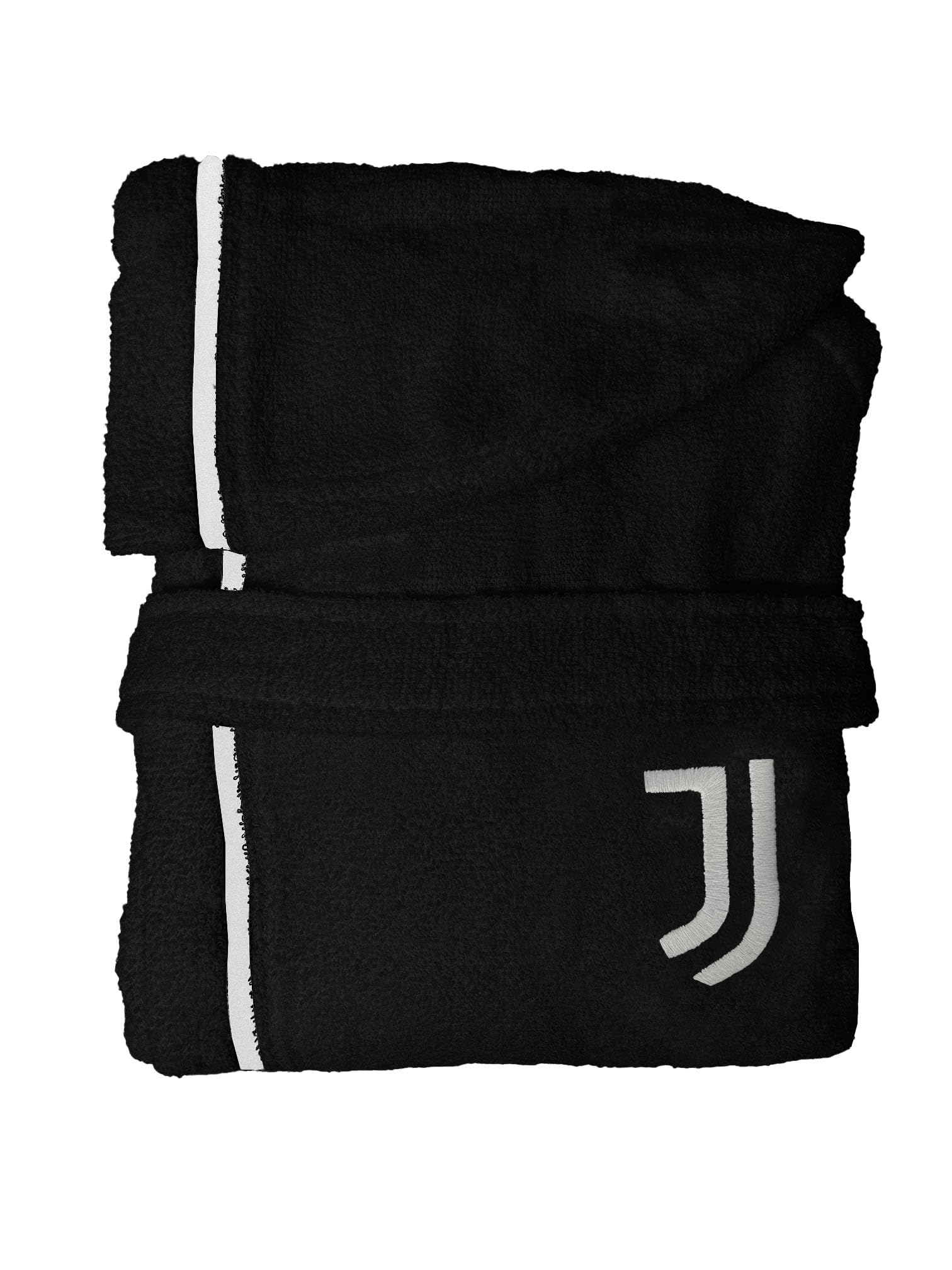 Juventus, Accappatoio In Microspugna Bambino Con Cappuccio 100% Cotone, Busta Salvaspazio, Prodotto Ufficiale, Nero
