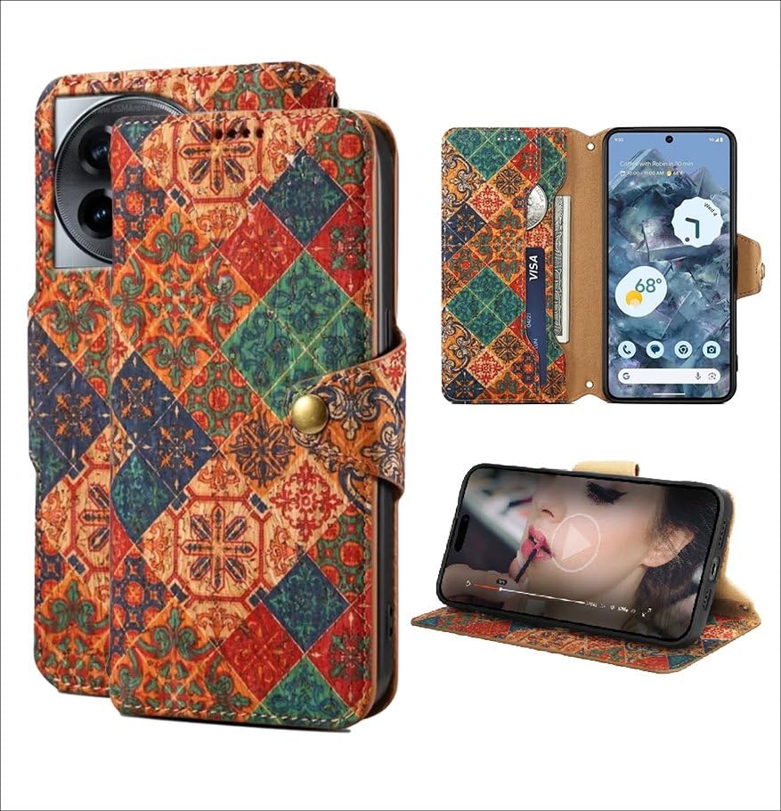 Image of ClickCase for Oneplus 11R 5G Natural Wood Cork Eco-Friendly Printed Vegan Leather Wallet Case Flip Cover with Card Holder & Kickstand,Magnetic Flip Cover for Oneplus 11R 5G (Wooden Winter)