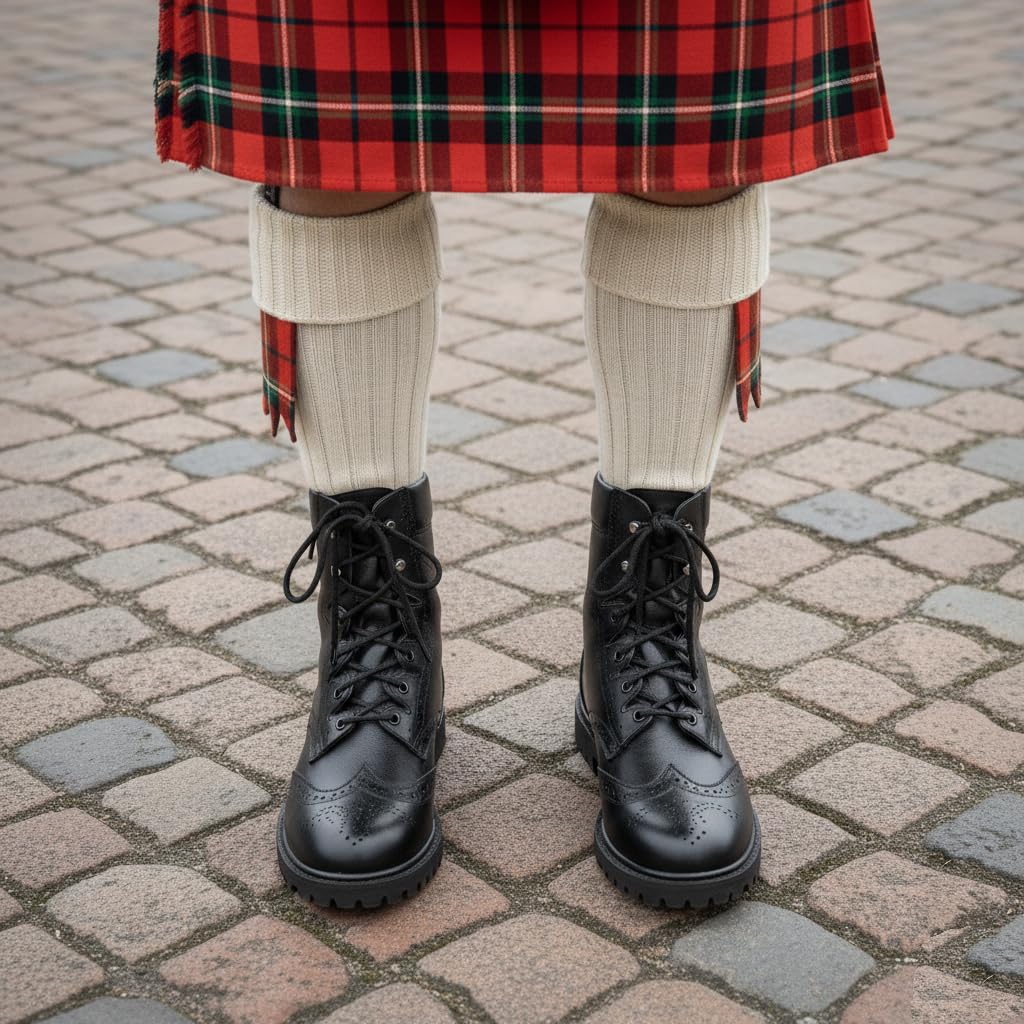 Hamilton Kilts Lange Schnürschuhe Ghillie Brogues schwarz Leder Schuhe Schottischer Kilt Oxford Stil Stiefel Neuheit Hochzeit Party