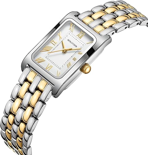 Miniatura 2 de Relojes para mujer, pulsera vintage, esfera romana, caja rectangular, reloj dorado, impermeable, con herramientas