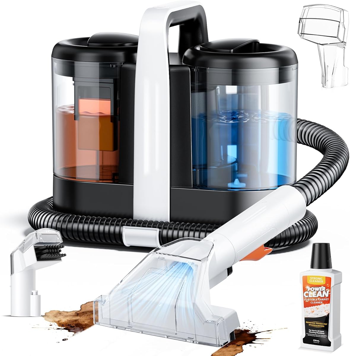 Carpet & Upholstery Spot Cleaner, High-Power 18KPa Suction Shampooer for Pet Stains, Furniture, Couch, Stairs & Auto Interiors, Portable Design with Dual Brush Tools and Large Water Tanks