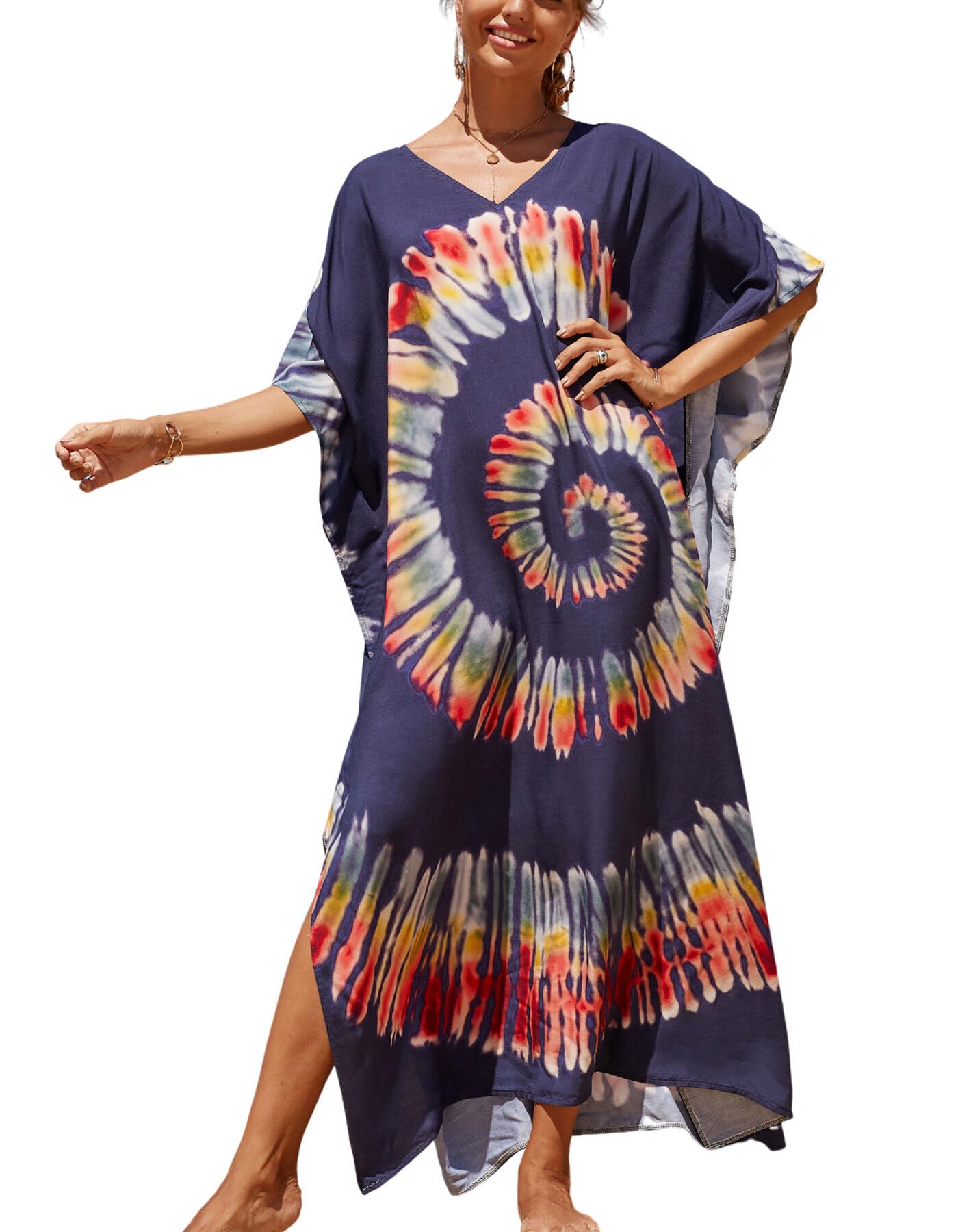 NFVNKJ Women's Plus Size Beach Lounge Kaftan Maxi Dress Swimsuit Coverup for Women