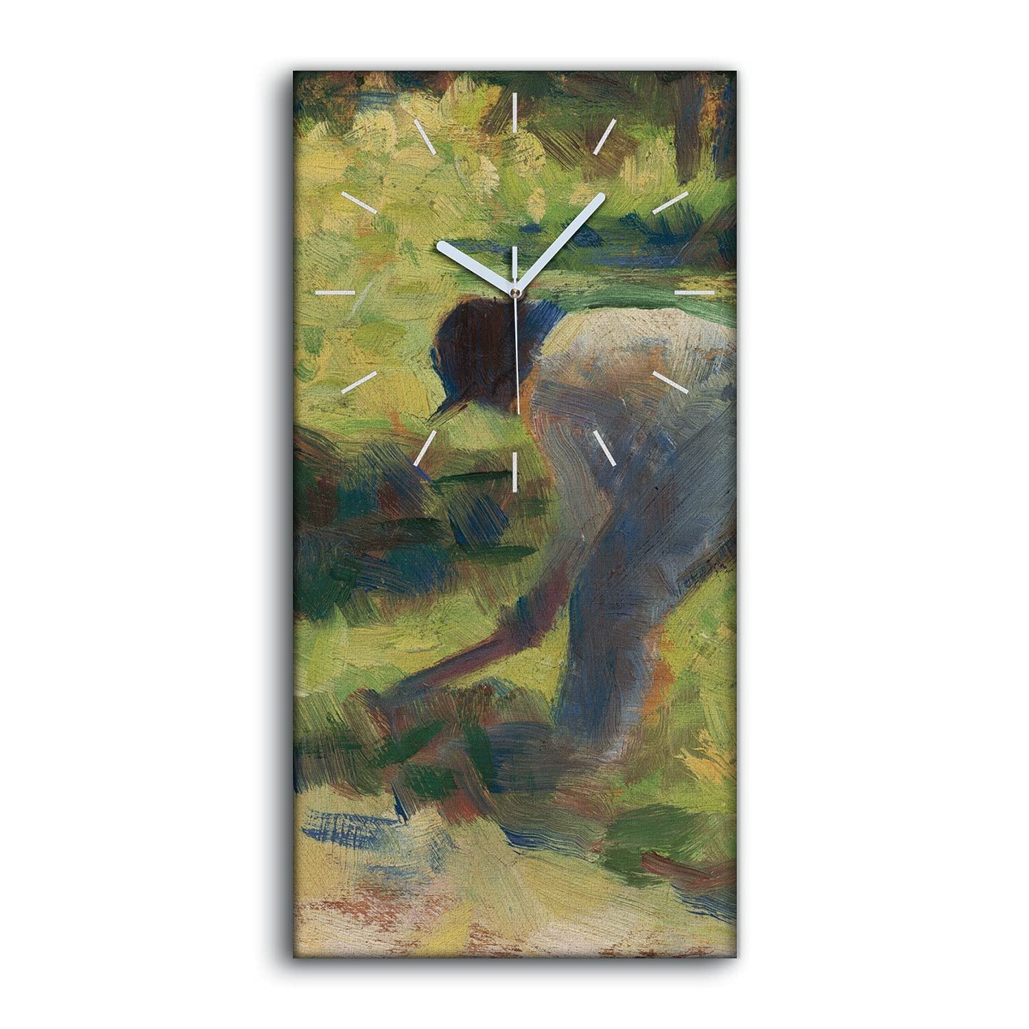 Horloge sur toile 30x60cm en silence avec mains blanches tableau moderne motif Bauer avec houe