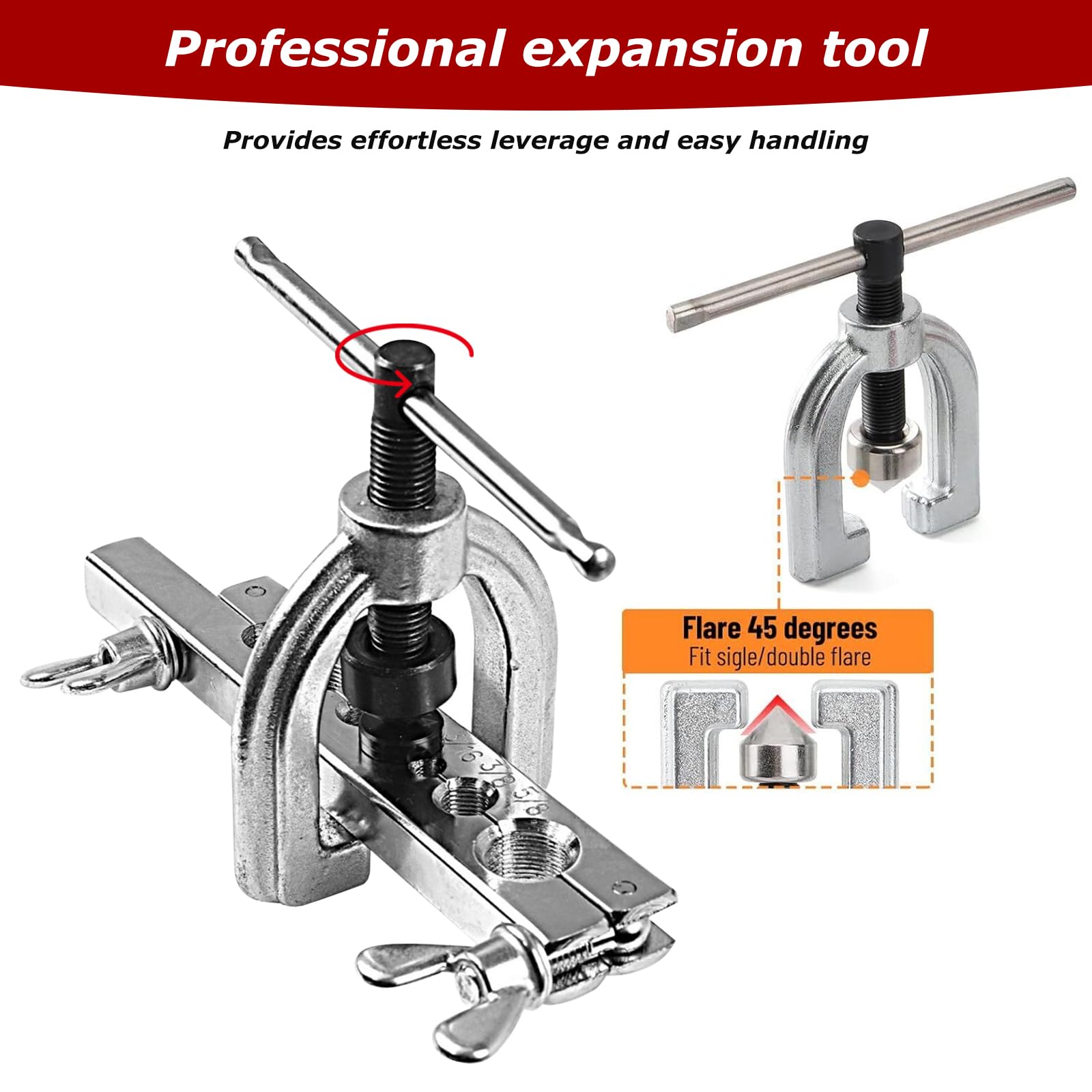 Tubo de freno con rebordeador, juego de herramientas para ensanchar, dispositivo de rebordeado para tuberías de freno, doblador de tuberías con cortatubos de 3/16", 1/4", 5/16", 3/8", 1/2" para línea