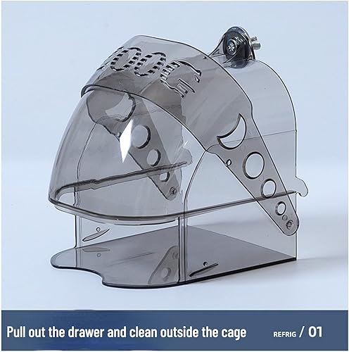 Miniatura 6 de Jaula de baño para pájaros, suministros de limpieza para mascotas, bañera transparente con cajón inferior para loros de pájaros pequeños, periquitos