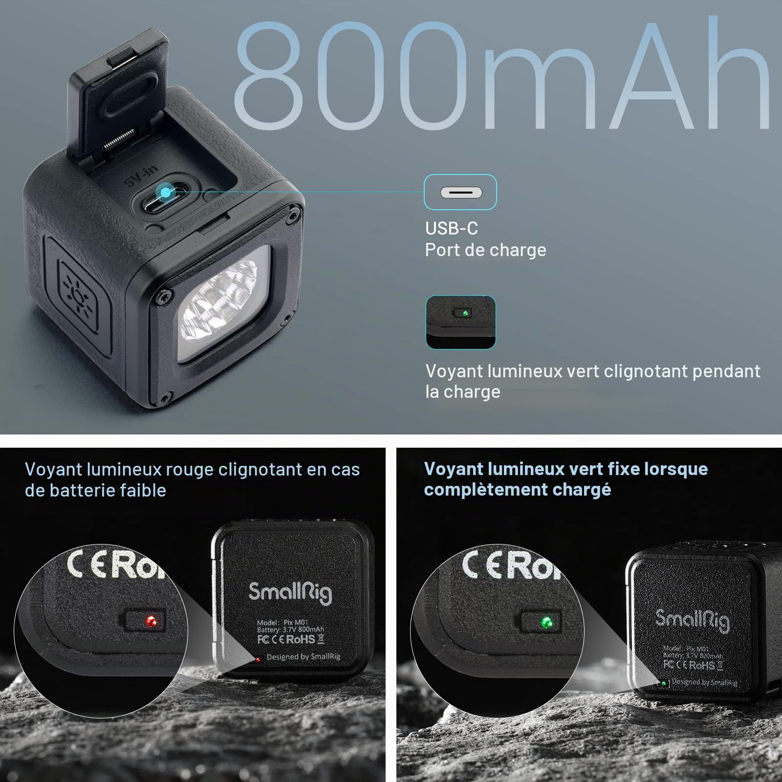 SMALLRIG Lampe Vidéo à LED, Kit d'Éclairage Portable Étanche, Mini Cube avec 8 Filtres de Couleur, Lampe de Photographie à Remplissage Variable 5600K CRI95-3405