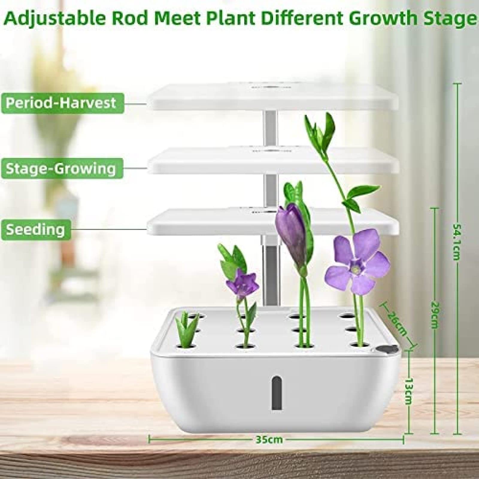 de Cultivo hidropónico WiFi para Interiores, Kit de jardín de Hierbas hidropónicas de 12 cápsulas con luz LED, de germinación de Cultivo hidropónico para jardinería Interior,