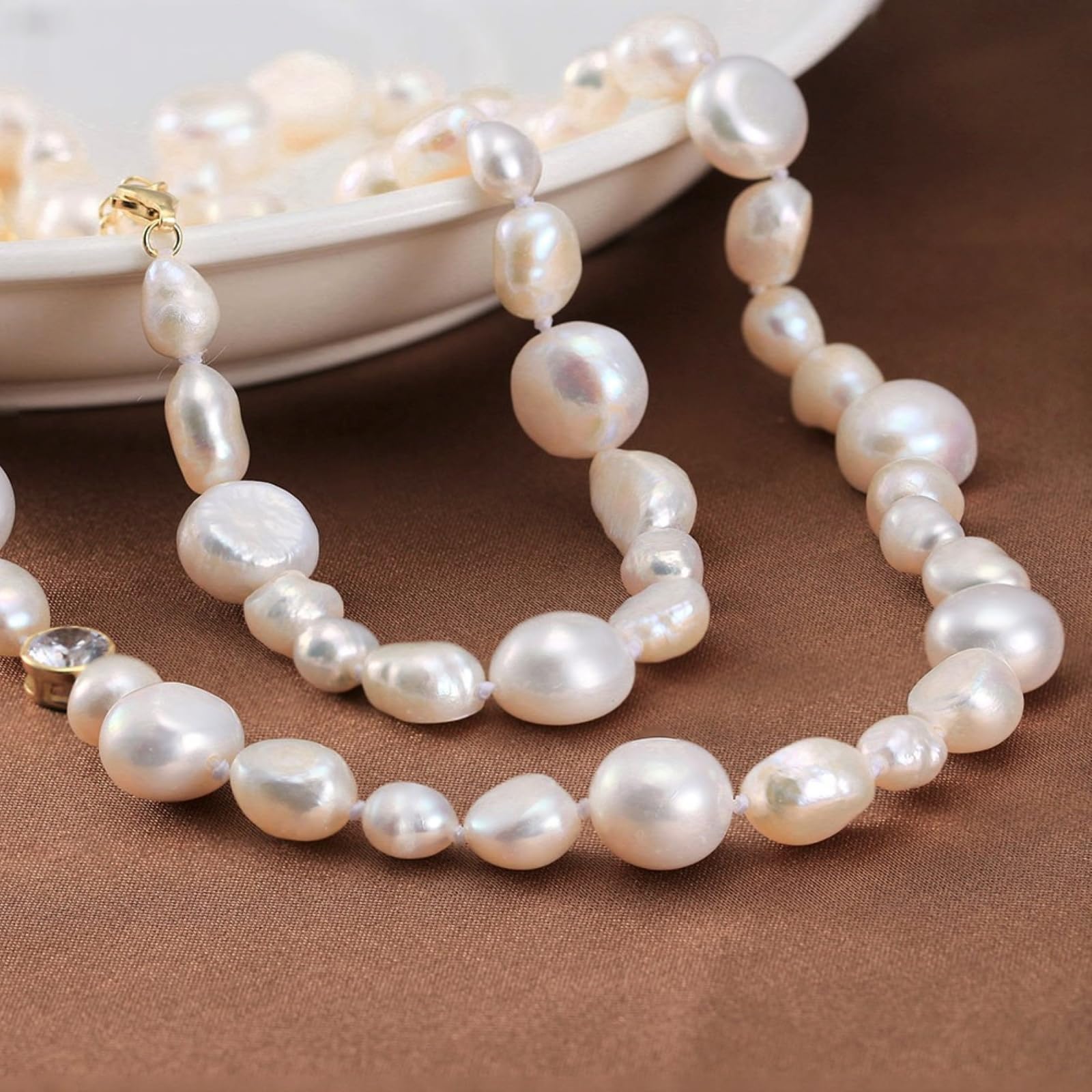 collana di perle barocche naturali d'acqua dolce, bianche, regali per donne ragazze