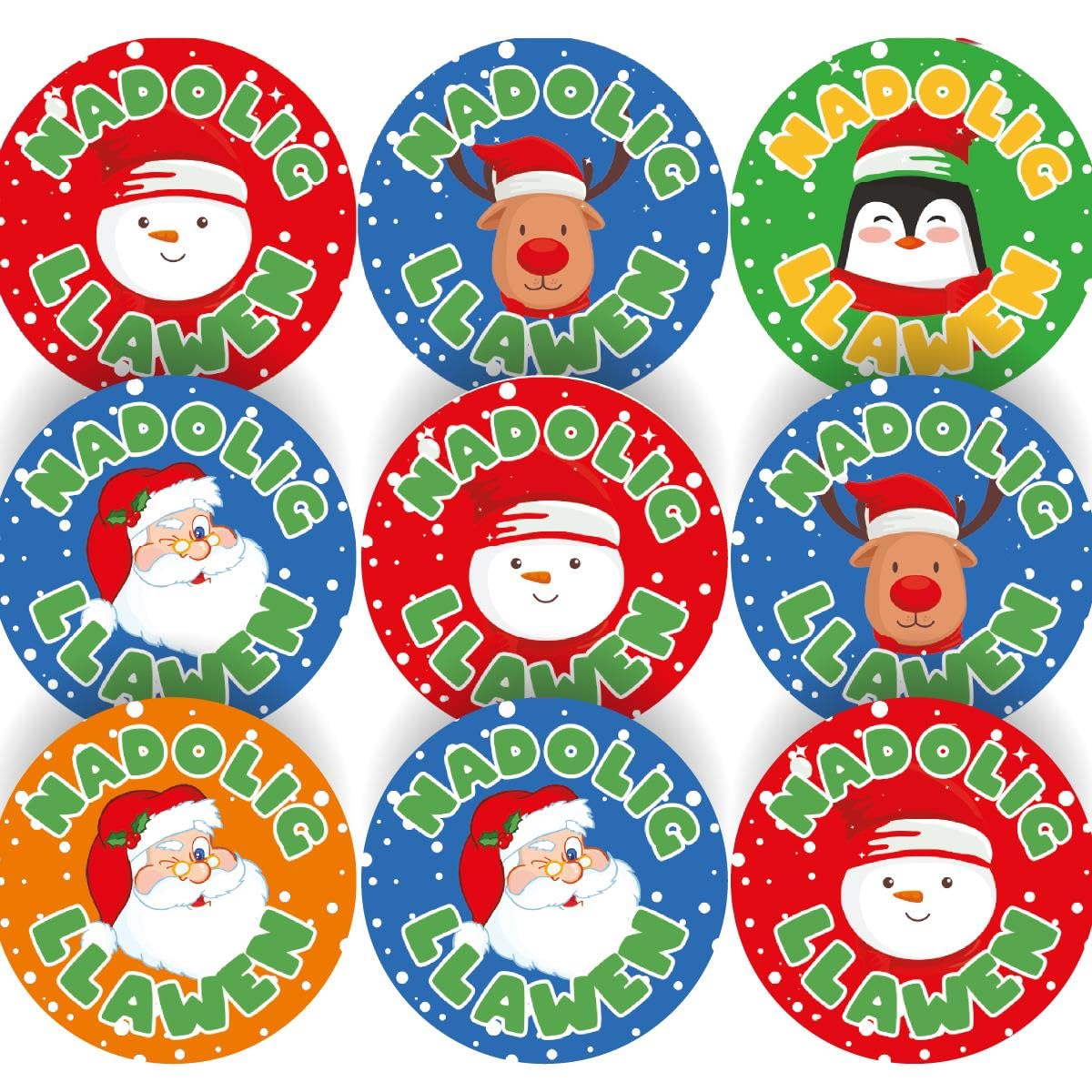 Sticker Stocker Multicolor 144 Welsh Christmas/Nadolig Llawen Characters 30Mm Reward Stickers For Teachers, Parents