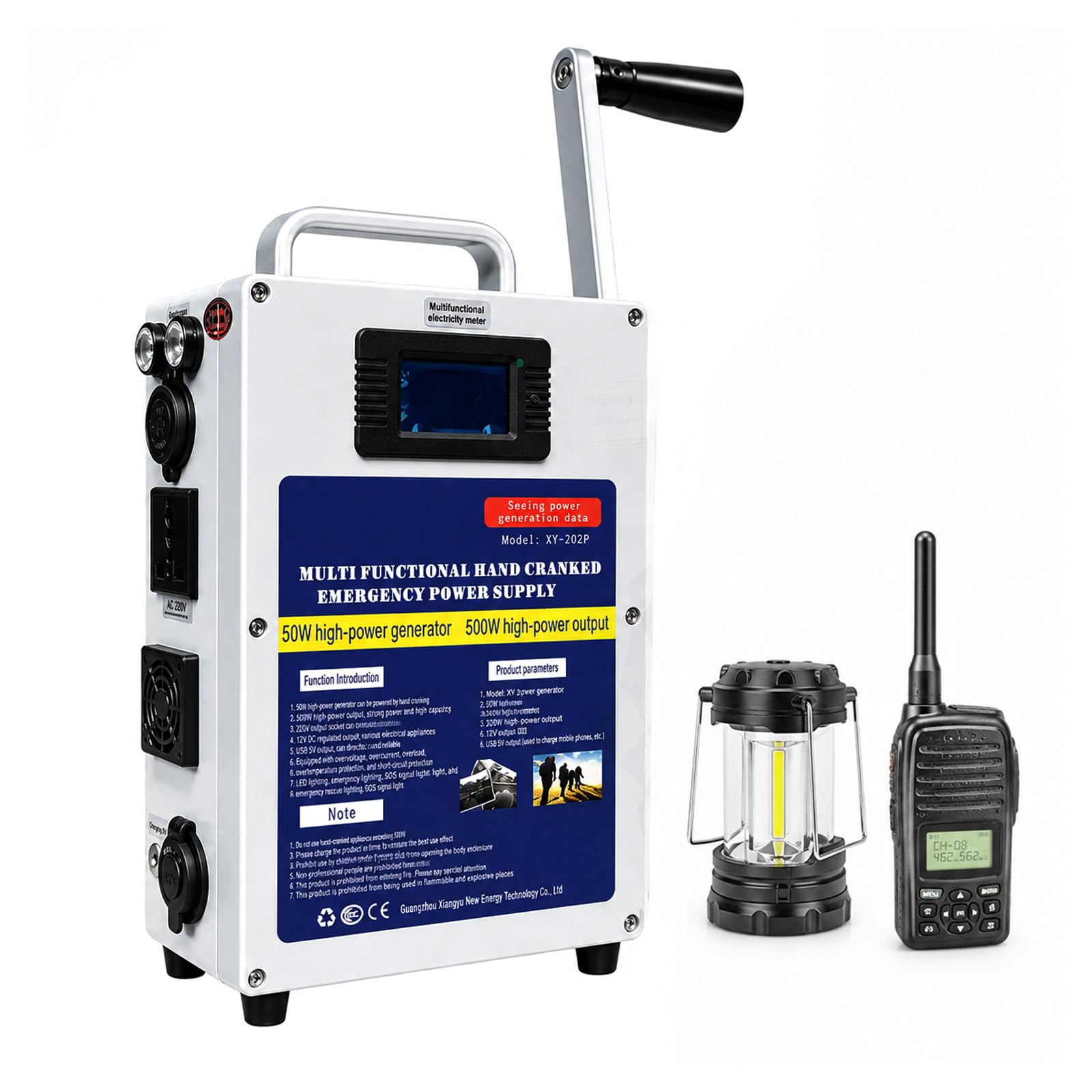 150W Hand Crank Generator Portable Emergency Power Station 500W