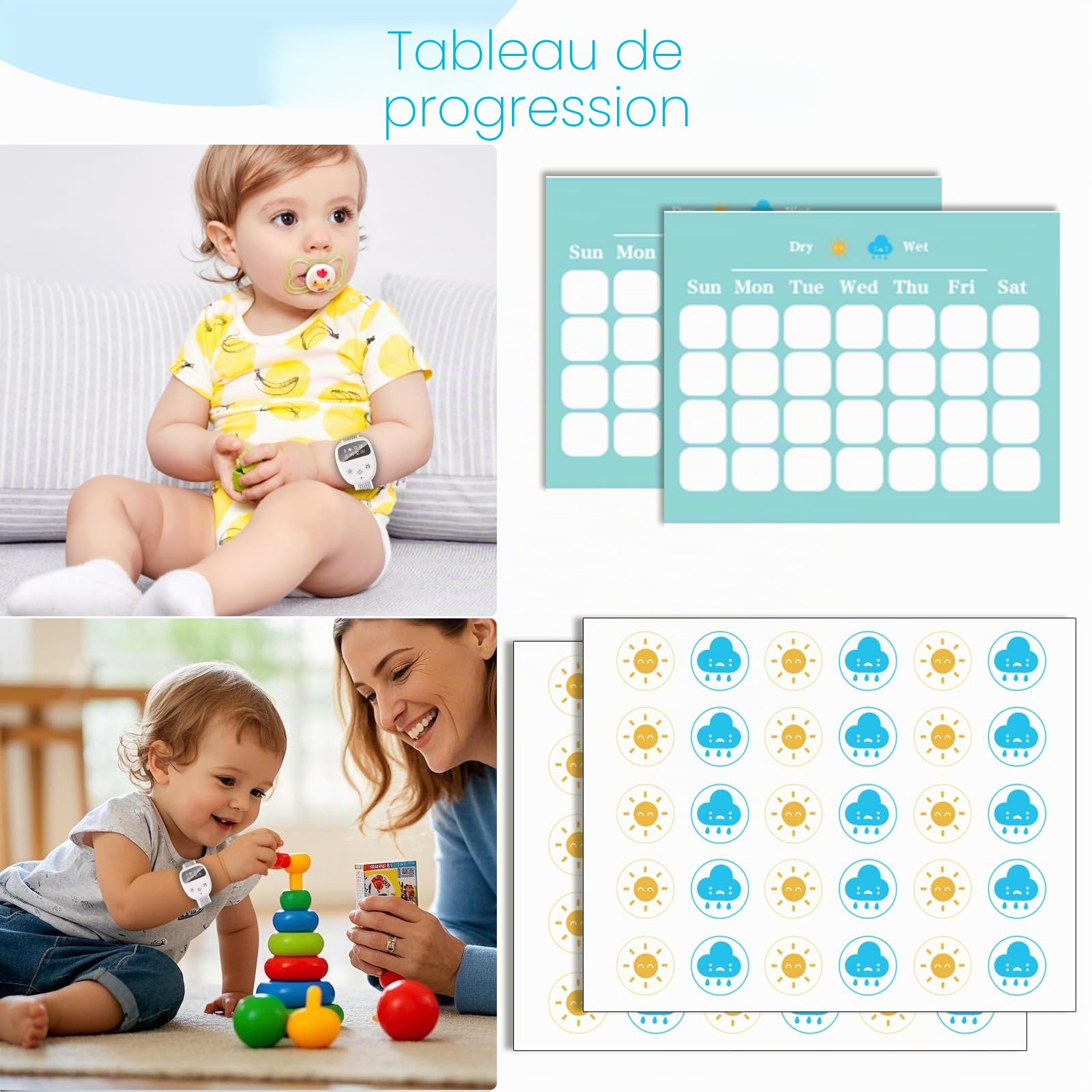 Alarme sans fil pour enfants et filles, rechargeable USB-C, haute sensibilité, son fort et vibration, 3 modes, design compact pour pot de nuit