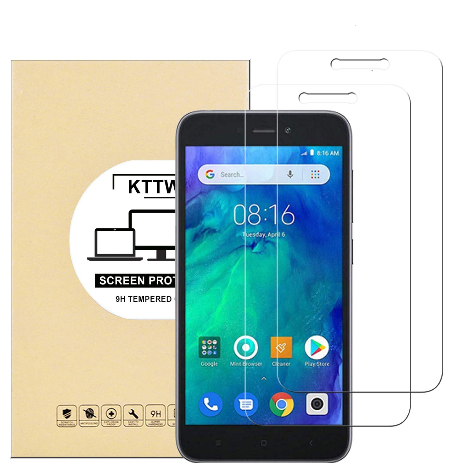 [2 Pack] Xiaomi Redmi Go Screen Protector Glass, KTtwo 9H Hardness Tempered Glass Anti-Scratch Bubble-Free Screen Protector for Xiaomi Redmi Go/Xiaomi Redmi 5A