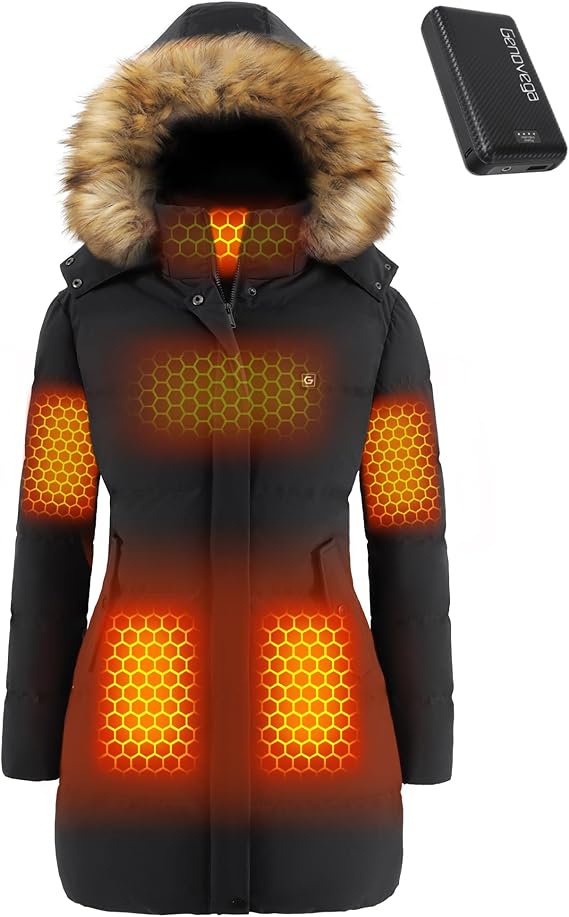 Genovena Women Graphene Heated Jacket With Large Capacity Battery Pack Included