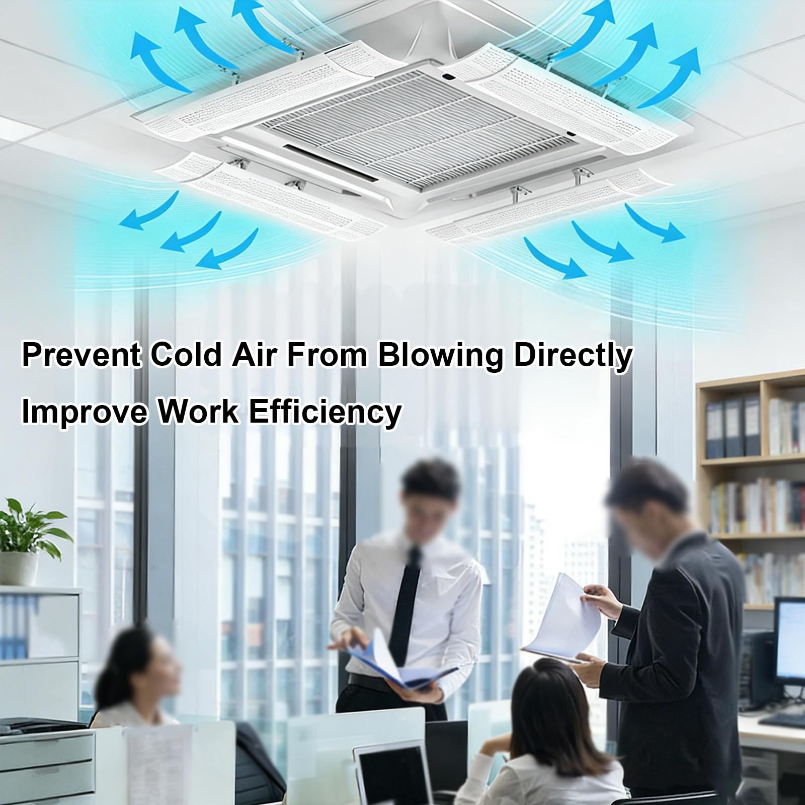 Set di 4 Deflettore Condizionatore a Soffitto, Deflettori per Condizionatori Regolabili, Anti-Flusso D'aria Diretto, Estensibili da 50 a 70 cm, Installazione a Clip