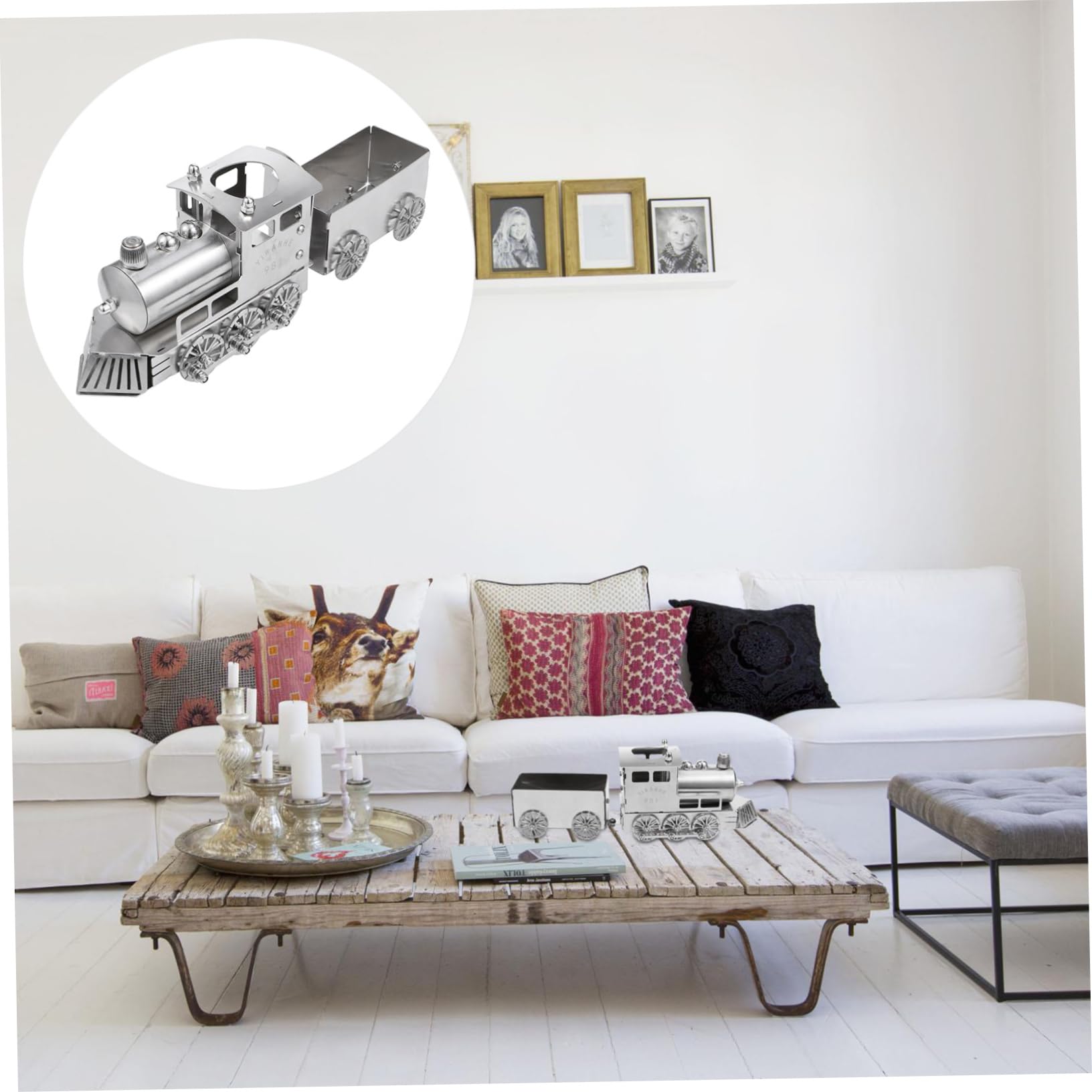 Locomotiva a Vapore retrò da Tavolo in Acciaio Inox, Decorazione Domestica Compatta Resistente all’Usura, Riproduzione Espositiva per Arredamento Casa e Ufficio