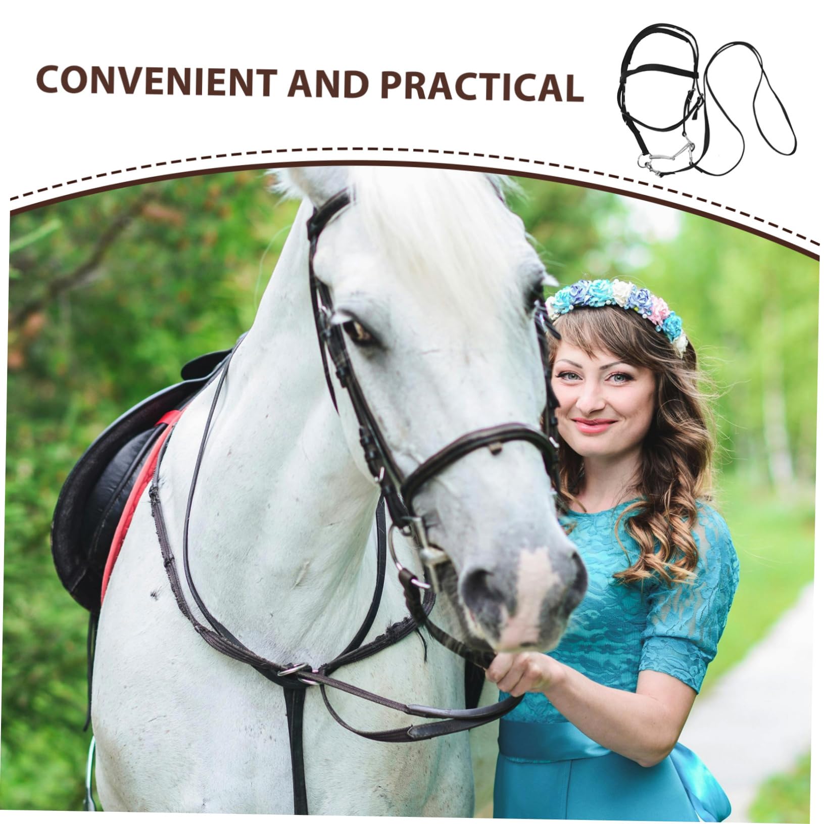 Cabestro de Cuerda para Caballo Pequeño y Caballo, Rienda de Nylon Negro Ajustable Diseño Anti-mordedura para Entrenamiento y Equitación Segura