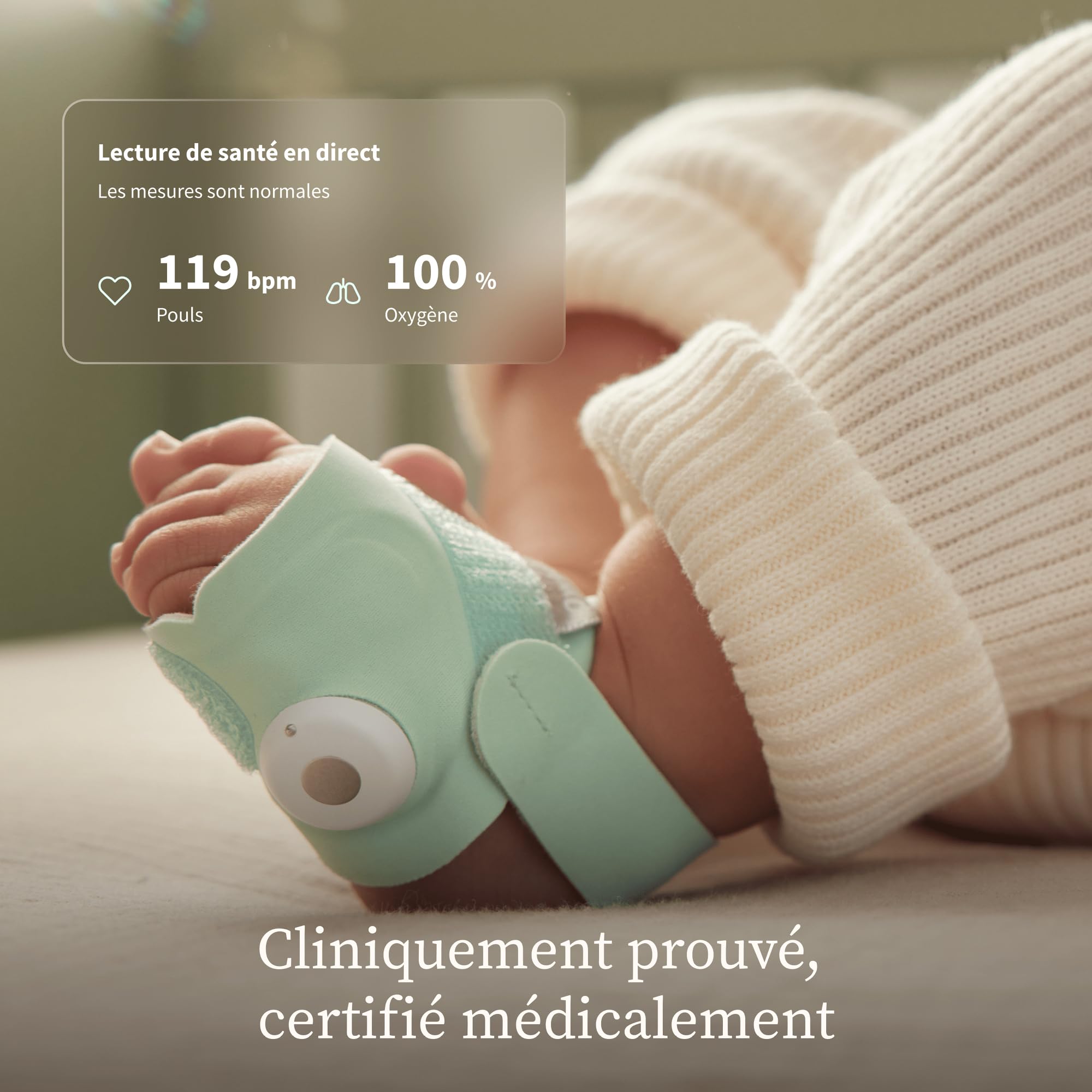 Owlet Dream Duo™ 3 - Dream Sock Mint + Dream Sight - Système intelligent de surveillance de la santé de bébé