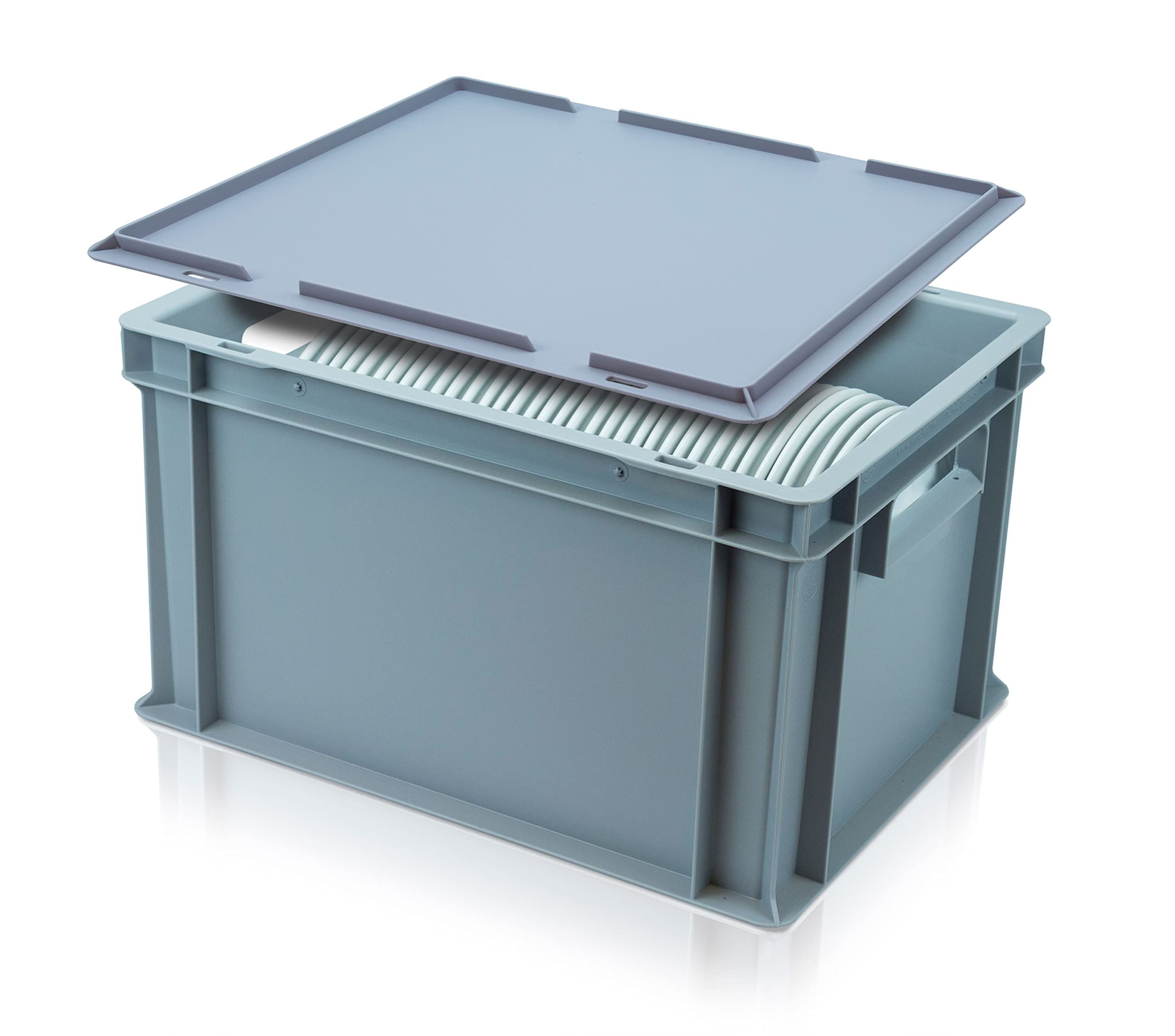 Caterbox Grey Catering Plate Storage Box With Lid | Starter Plate Storage Box With Lid | Approx. Capacity: 40 Plates | Lid Included (Plate Size: Up To 220Mm)