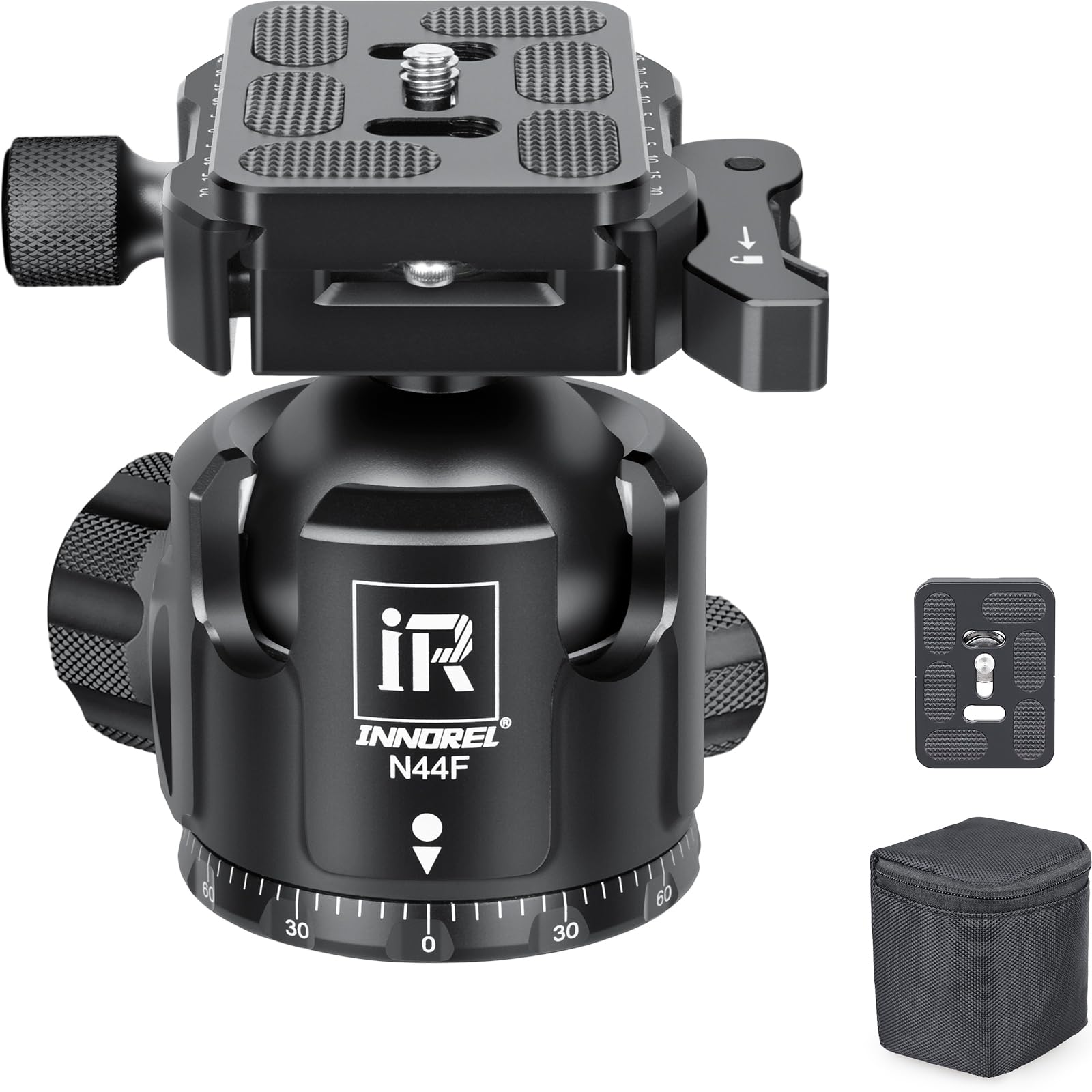 N44F Quick Locking Low Profile Tripod Ball Head, Fast Lever Release, Panoramic CNC Metal…