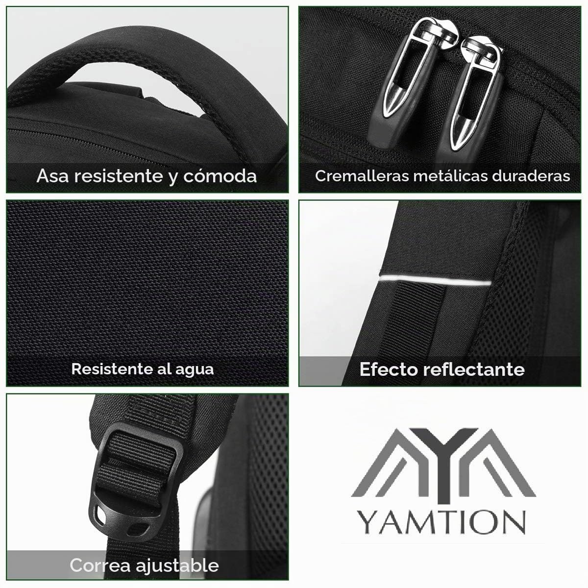 YAMTION - Mochila para mujer, hombre, mochila para niño y niña, para colegio secundario, compartimento para ordenador portátil de 15,6 pulgadas, con puerto USB de carga