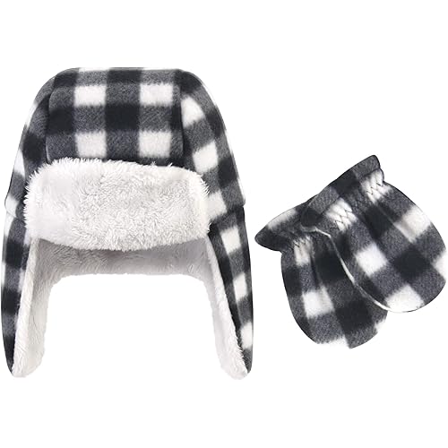 Hudson Baby Unisex Fleece Trapper Hat and Mitten Set