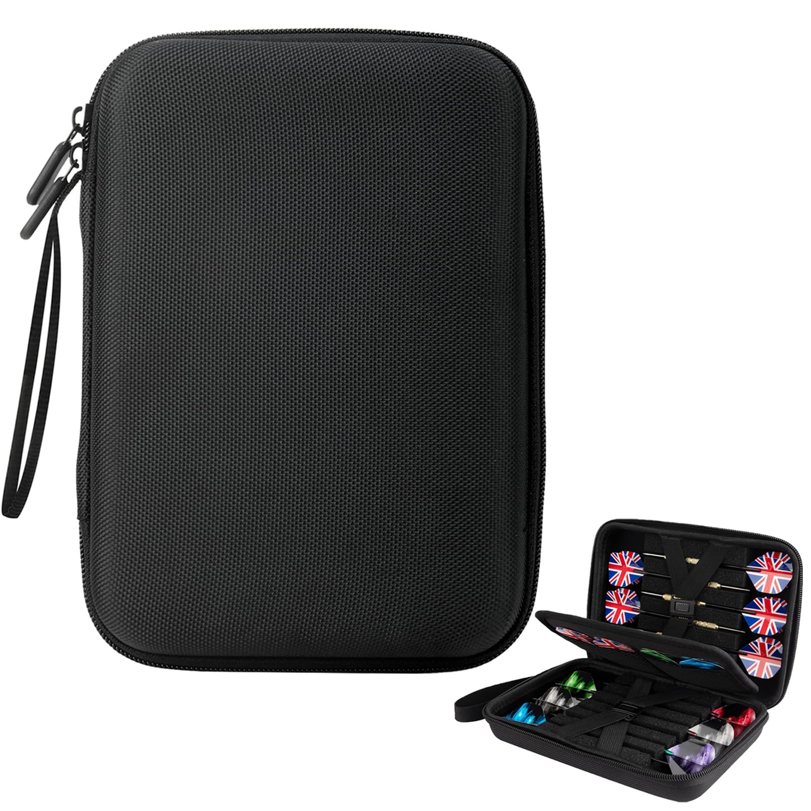 Custodia per Freccette, 1 Pezzo Eva Borse per Freccette, Custodia per Freccetta con 4 Tasche in Rete, Contiene 12 Freccetta, Compatibile con Freccettes a Punta Morbida e Freccettes a Punta(Nero)