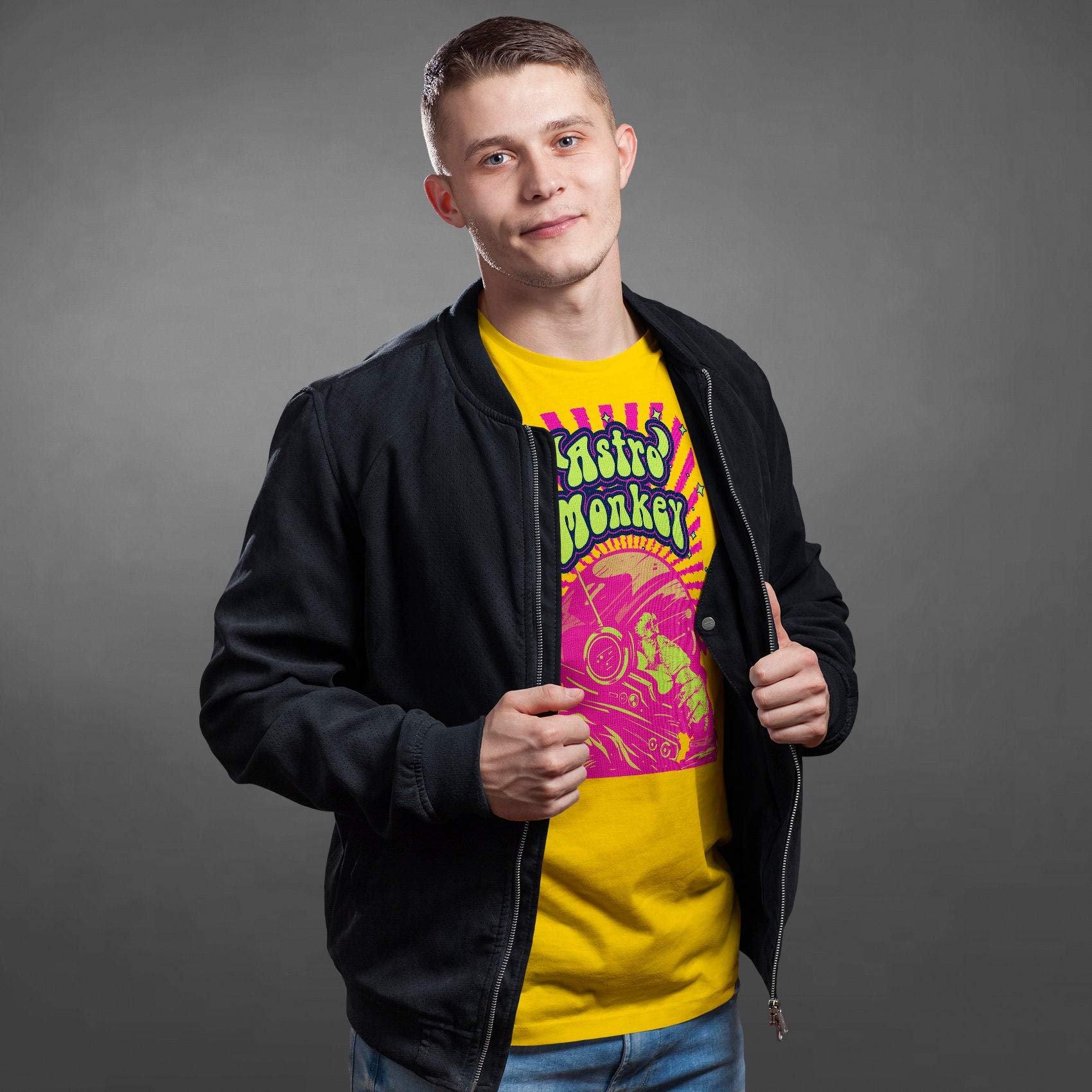 Camiseta personalizada para hombre de Monkey Lover - Camiseta divertida de regalo con ilustración abstracta de animales - Camiseta Astro Ape para niño, blanco, S