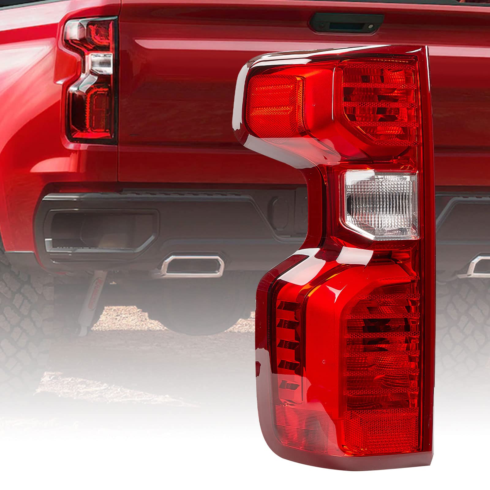 Photo 1 of vvavv Tail Light Assembly Compatible with 2019 2020 2021 2022 2023 Chevy Silverado 1500 2500HD 3500HD Factory OE Style Left Driver Side Bulb and Harness Included 84554657 GM2801308 Left/Driver side