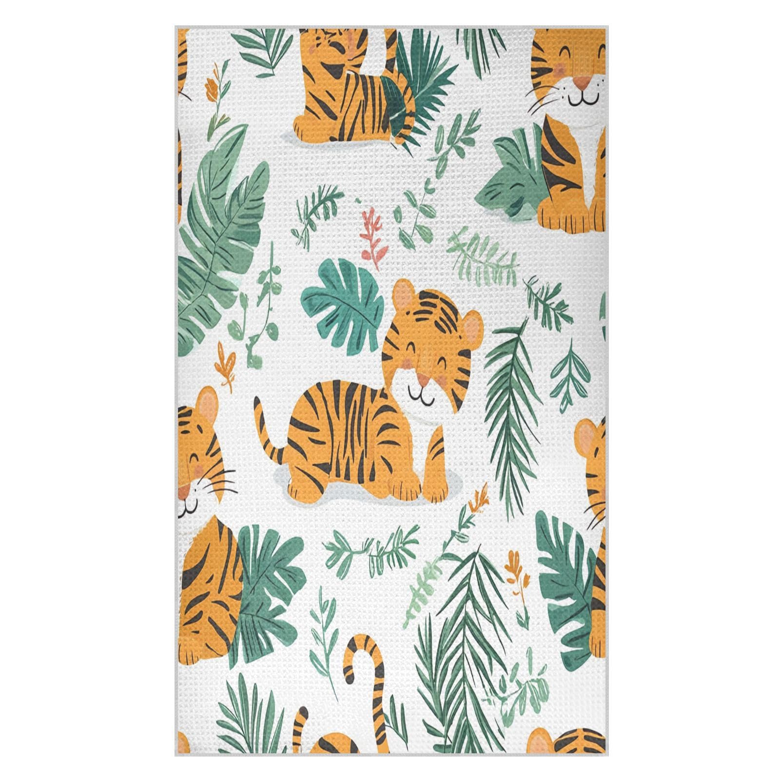BURSTDDY Cartoon Tiger Kitchen Towels,Absorbent Dish Towels 1 Pack