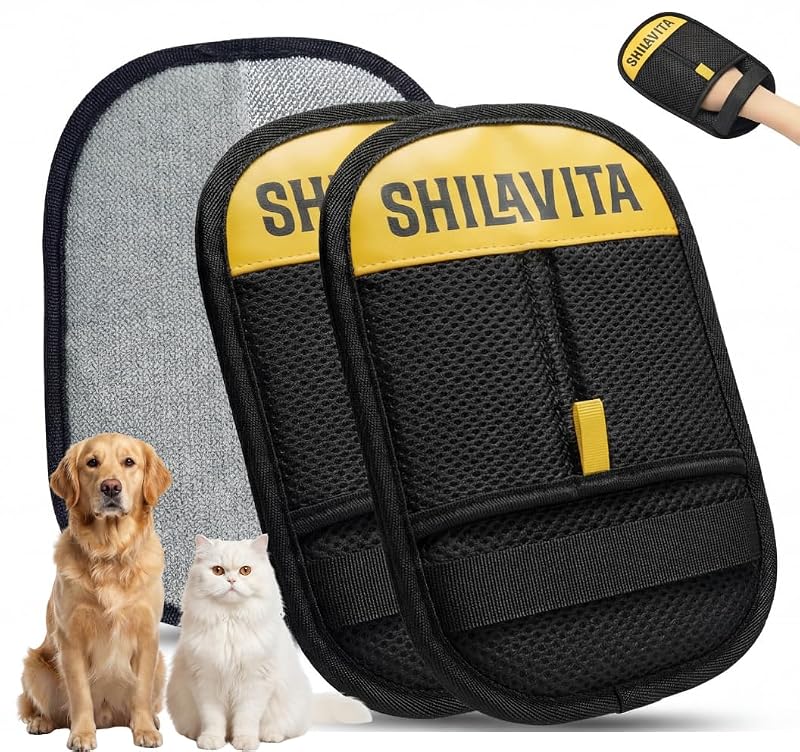 Luvas para Remoção de Pelos de Gatos e Cães com Ação Eletrostática Shilavita, Pacote com 2