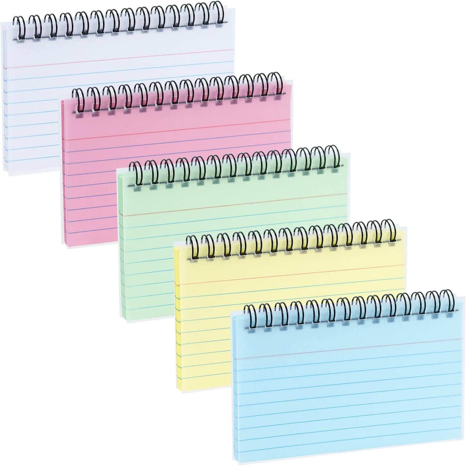 Koqye 5 Pack Small Notebook Bright Colors Lined Paper Pocket Note Pads Small Top Spiral Wire Bound Memo Books for Home, Office & School Supplies, 50 Sheets/Pad Unknown Binding