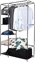 Vista 165 de 67" Portable Wardrobe Closet, Wardrobe Closet for Hanging Clothes with 2 Hanging Rods, 12 Clothes Storage Organizer Shelves, Non-Woven Fabric Grey