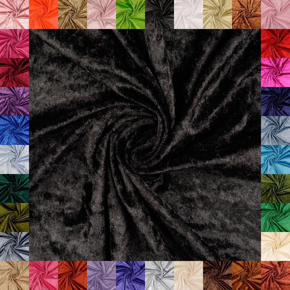 Tela de terciopelo arrugado de Mats, cupón, elegante tejido elástico brillante, 145 cm de ancho, tela decorativa, disfraces, escenarios, cortinas, ropa, muebles (01, negro, 5 m)