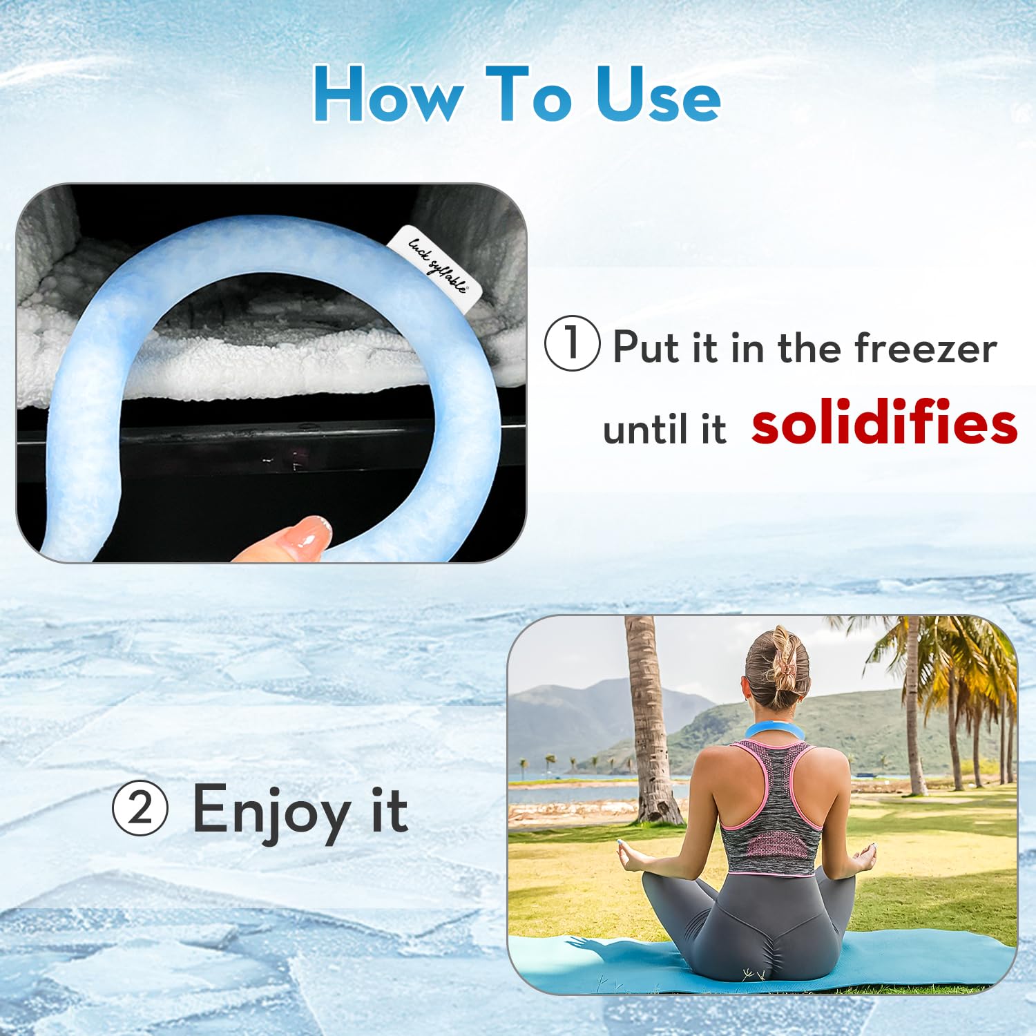 2 tubi di raffreddamento per il collo con borsa isolante fredda, riutilizzabili, indossabili, per raffreddare il collo per il calore estivo all'aperto e al chiuso (blu)