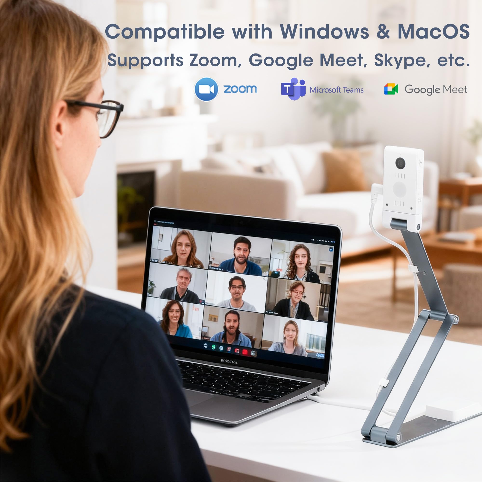 Dokumentenkamera Scanner 16MP Mobil: 4K Dokumentenscanner mit A3 USB Autofokus AI Rauschreduzierung & OCR für Zoom Teams Webinar Online Unterricht Klassenzimmer Schule