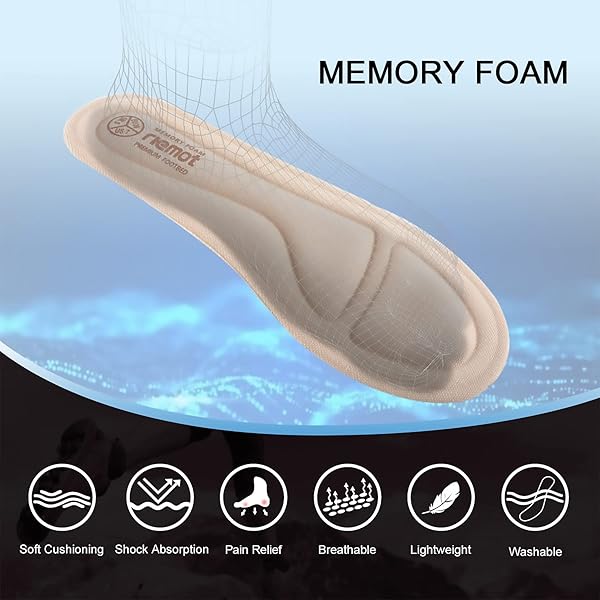 riemot Semelles Chaussures Confort Homme et Femme, Semelle Memoire de Forme Offrant de Superbes Absorption des Chocs et Amortissantes EU 36-47 - 3